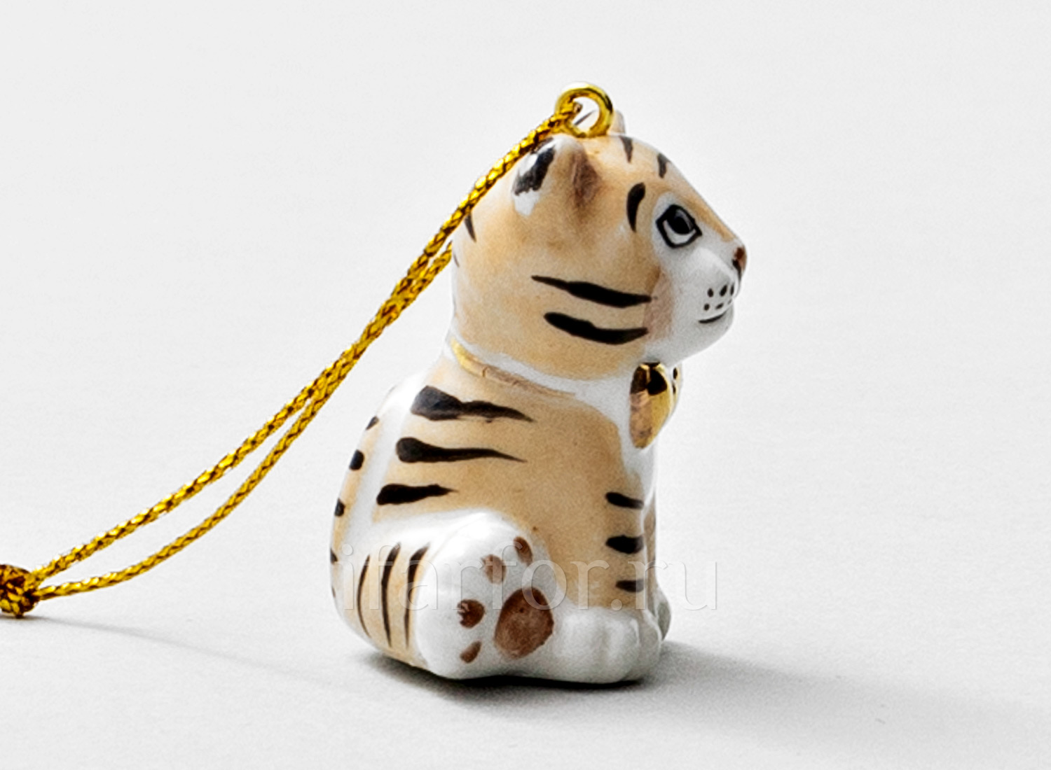 Елочная игрушка «Тигренок с бантиком»