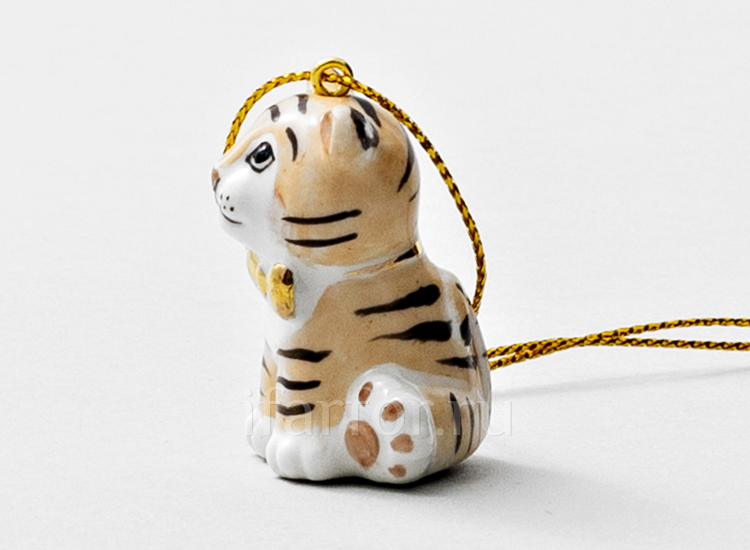 Елочная игрушка «Тигренок с бантиком»