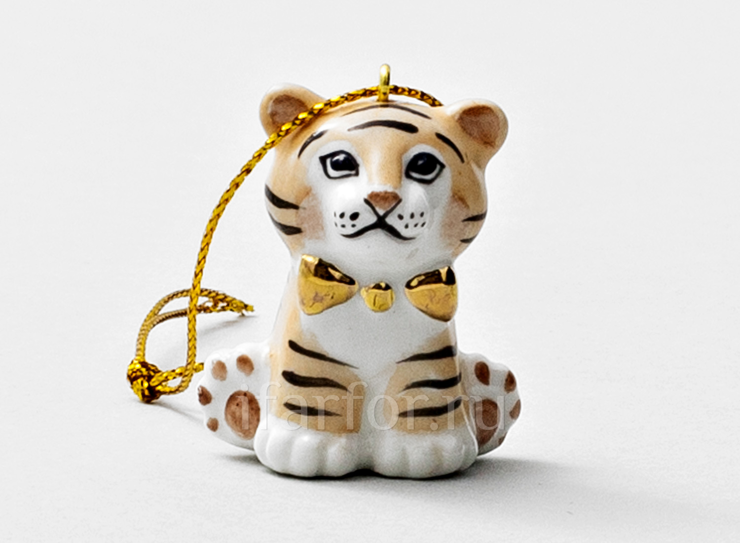 Елочная игрушка «Тигренок с бантиком»