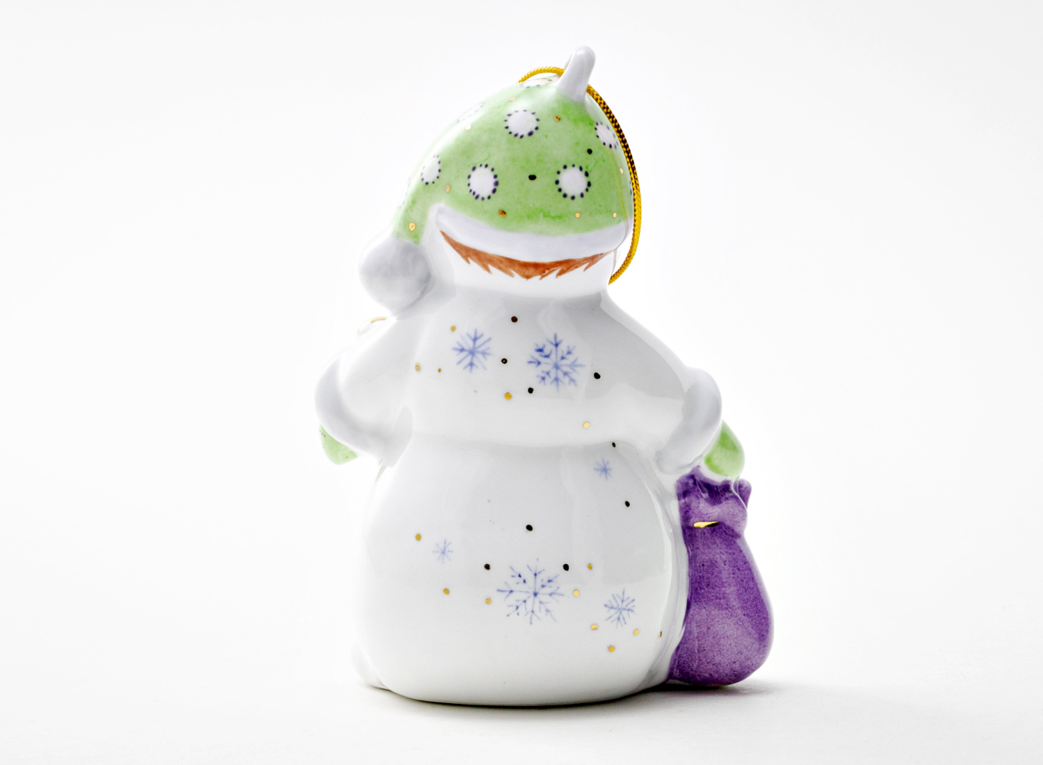 Елочная игрушка «Снеговик с мешком»