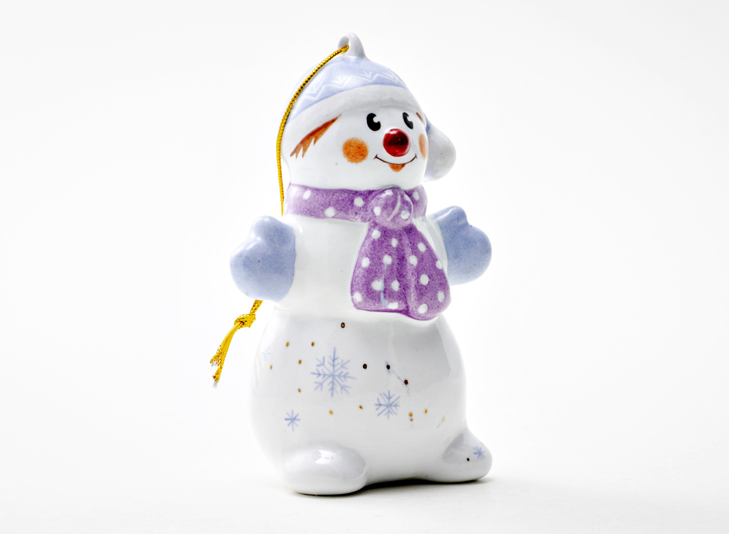 Елочная игрушка «Снеговик с шарфиком»