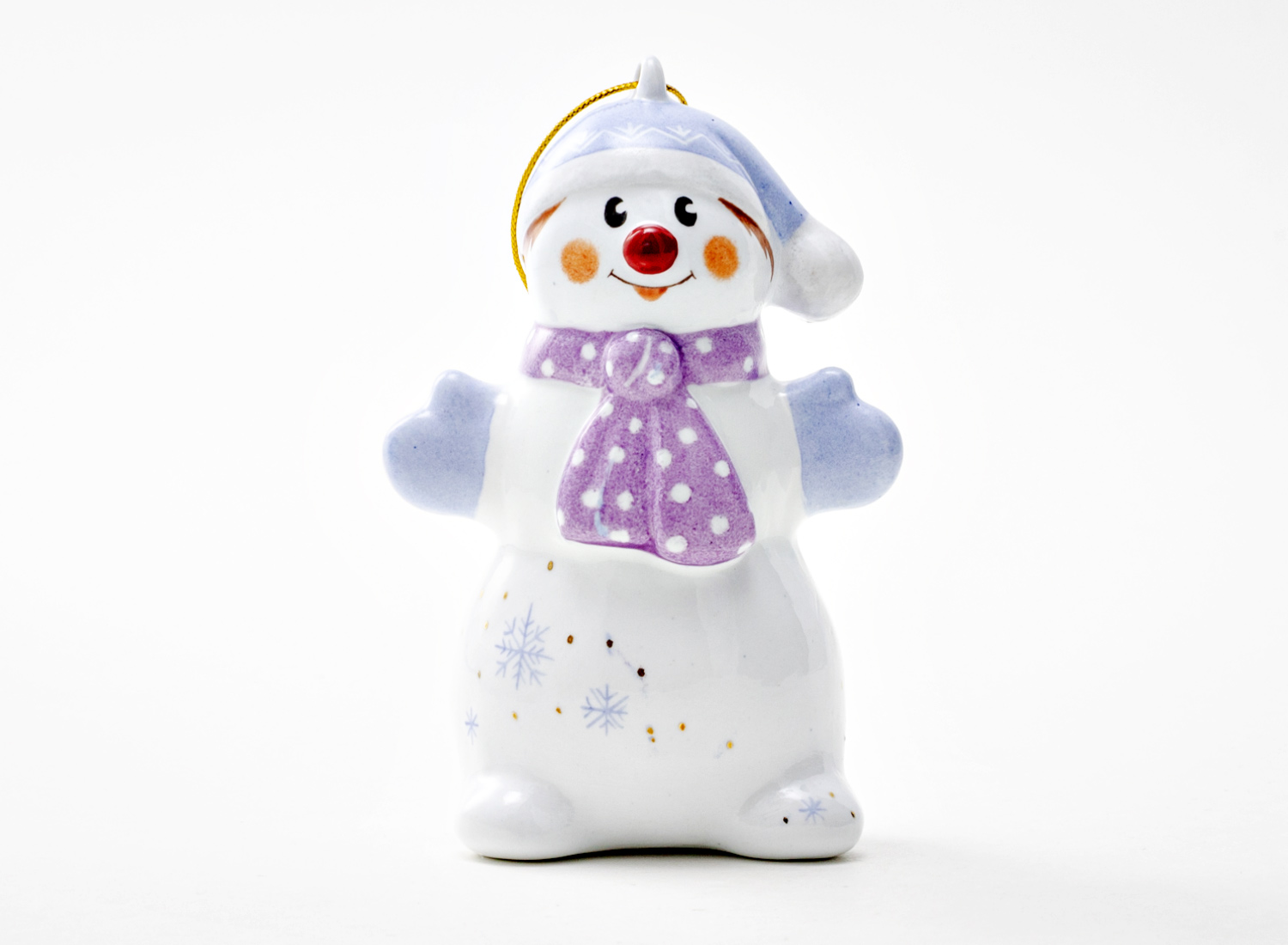 Елочная игрушка «Снеговик с шарфиком»