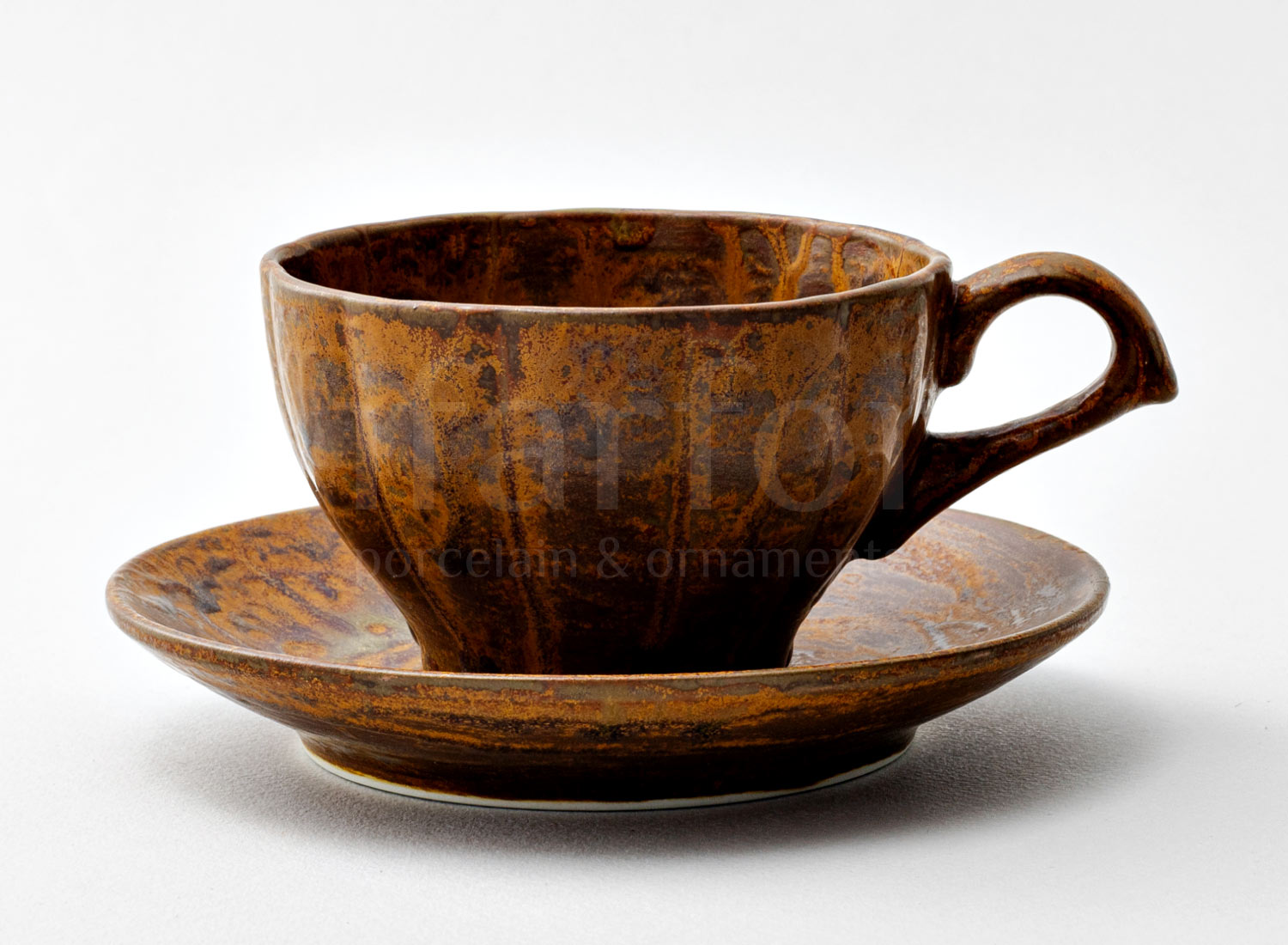 Блюдце чайное «Тыквенный рельеф коричневый»