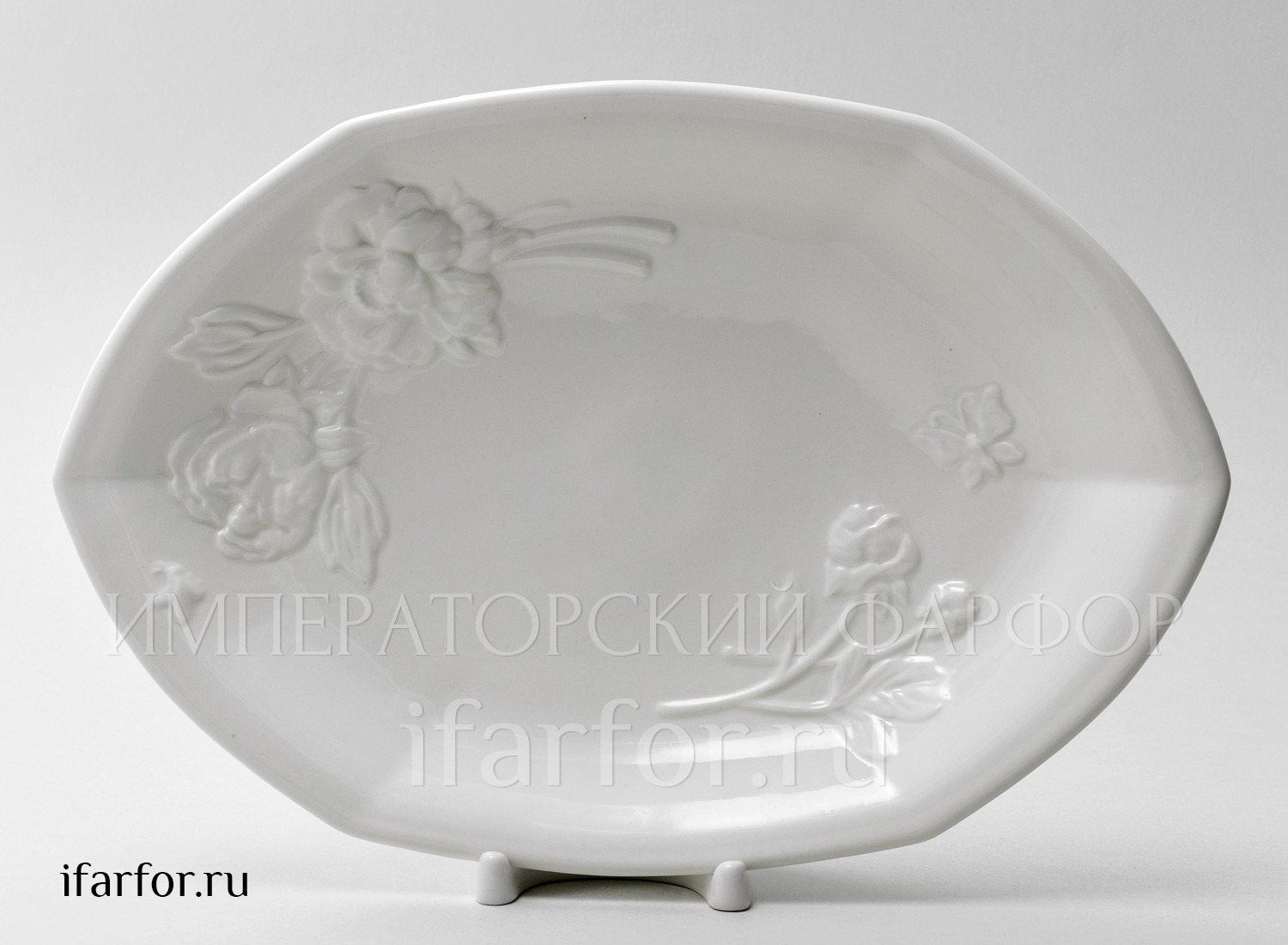 Блюдо овальное «Цветочный рельеф Ivory»