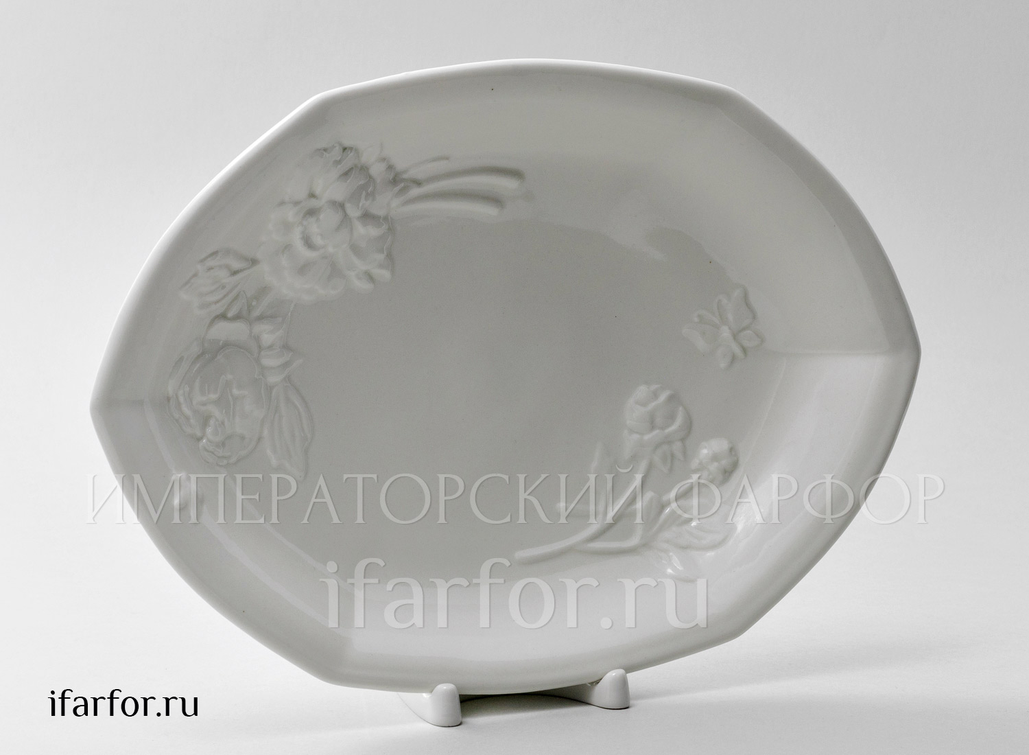 Блюдо овальное «Цветочный рельеф Ivory»