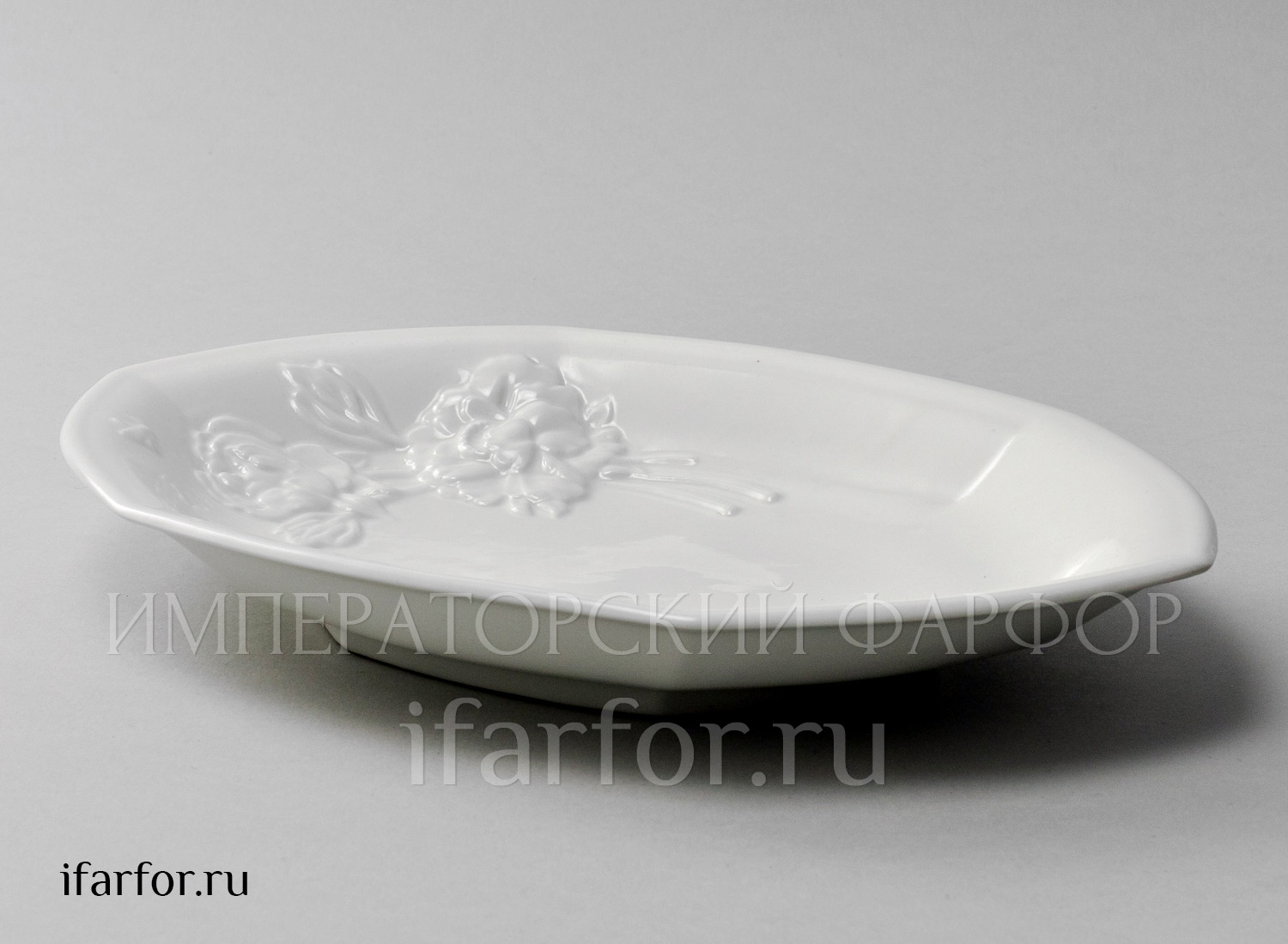 Блюдо овальное «Цветочный рельеф Ivory»