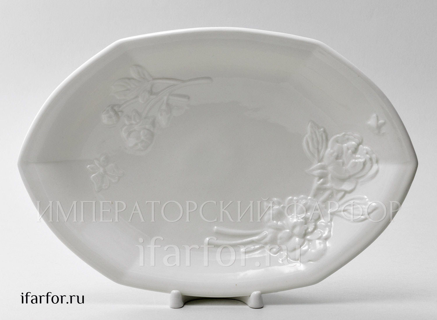 Блюдо овальное «Цветочный рельеф Ivory»