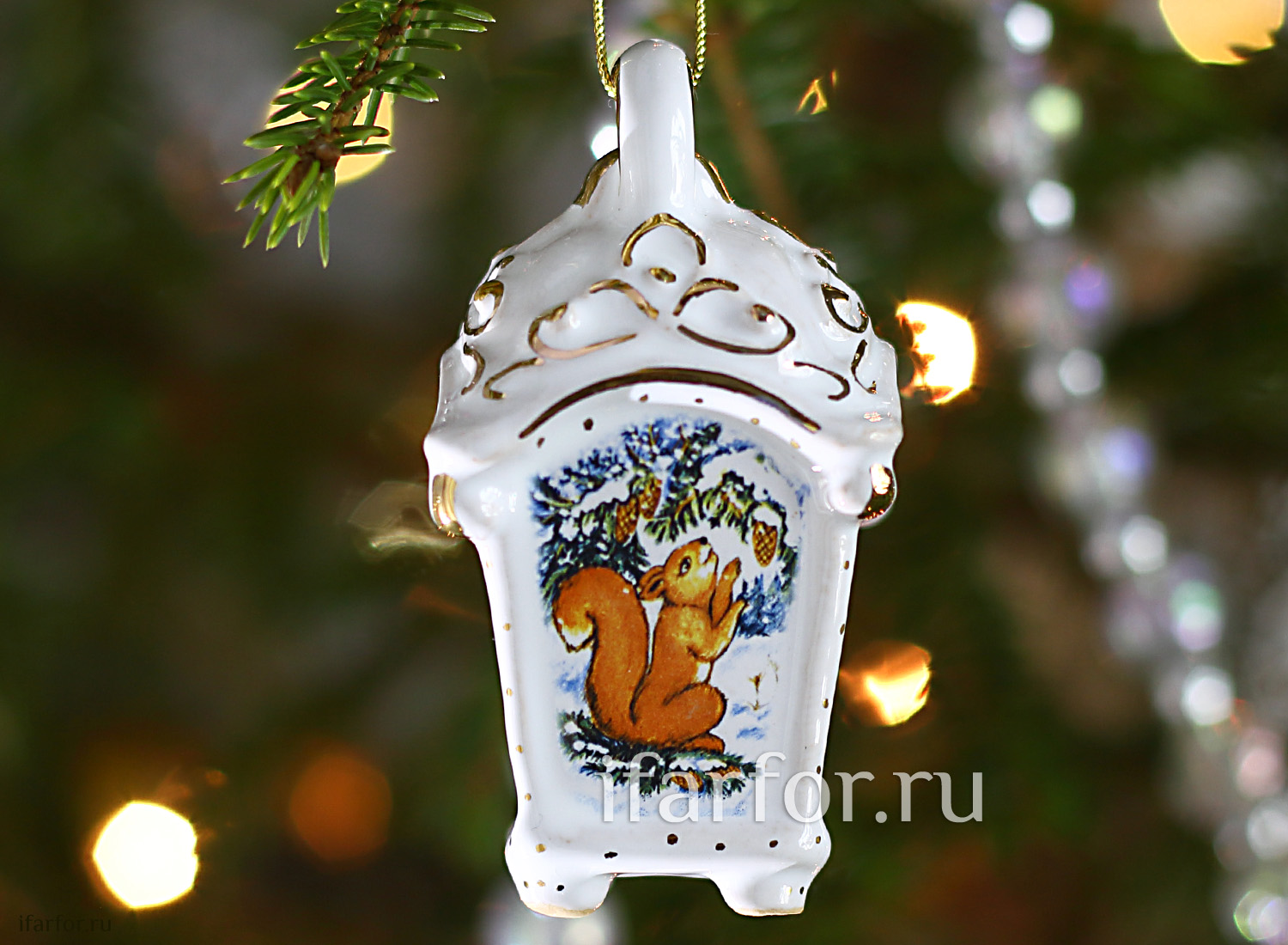 Елочная игрушка «Фонарик малый рельефный»