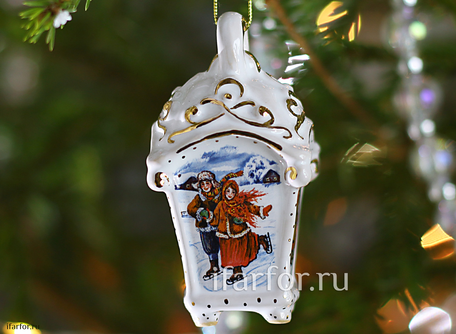 Елочная игрушка «Фонарик малый рельефный»