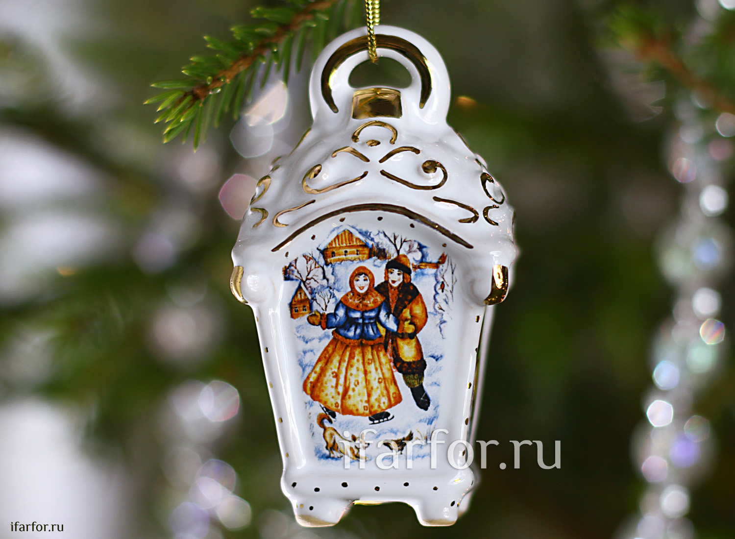 Елочная игрушка «Фонарик малый рельефный»