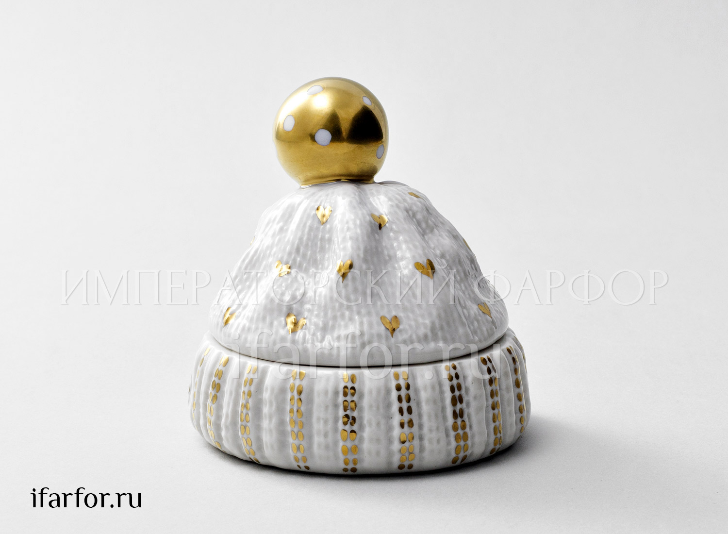 Туалетная коробочка «Золотой помпон (белая)»