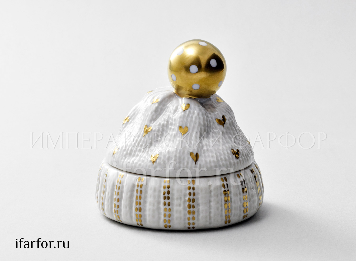 Туалетная коробочка «Золотой помпон (белая)»