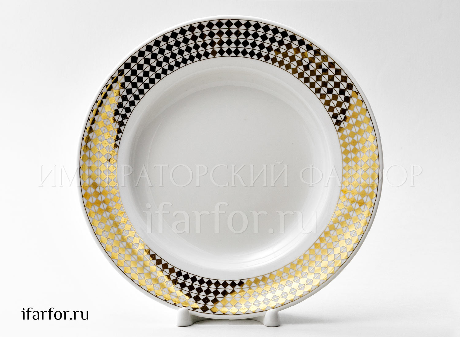 Тарелка мелкая «Зазеркалье. Ромбы (золото)»