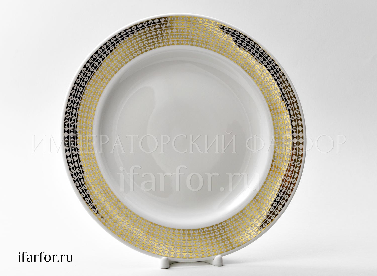 Тарелка мелкая «Зазеркалье. Полосы (золото)»