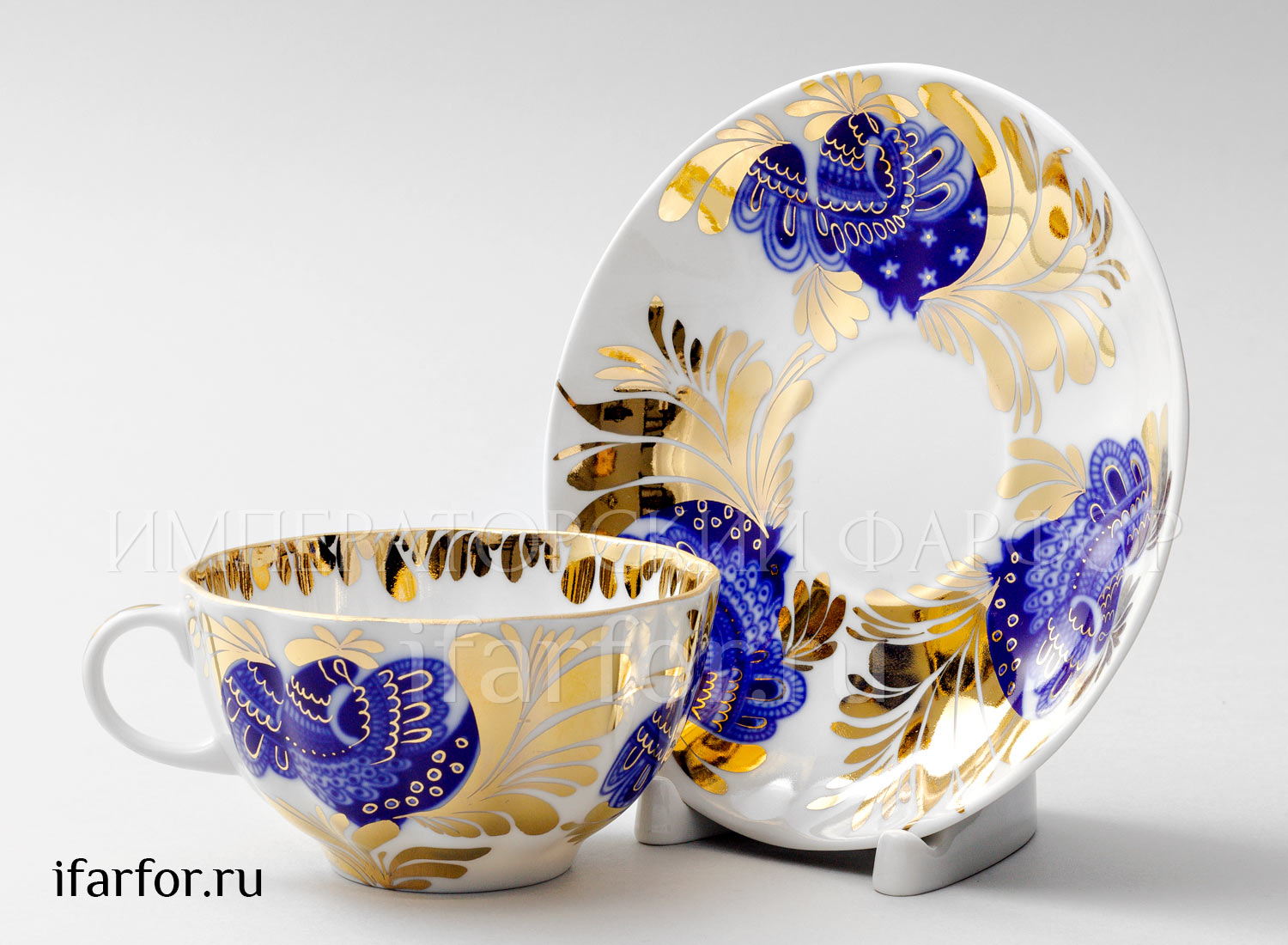 Чашка с блюдцем чайная «Золотой сад» 1/2