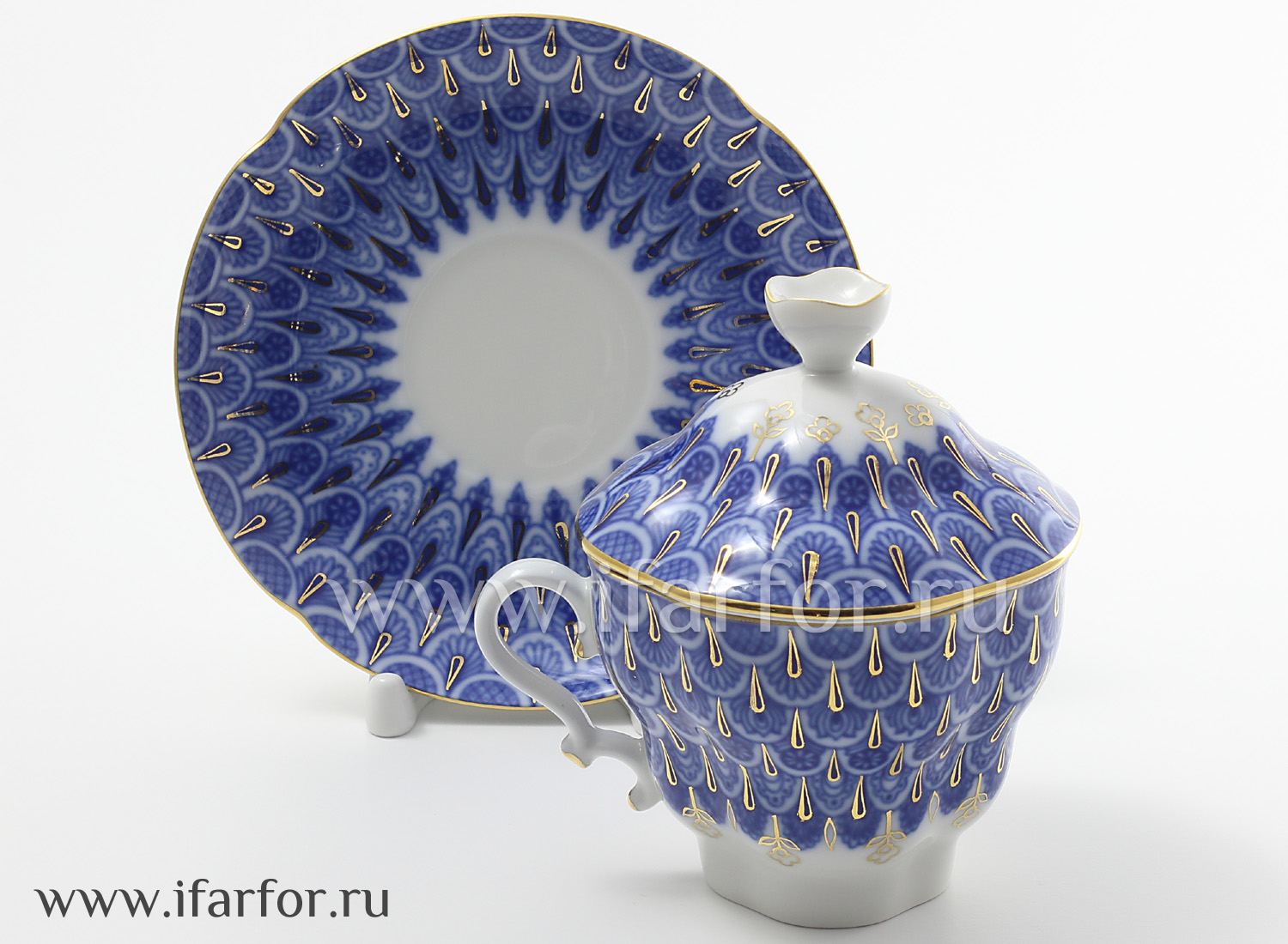 Чашка с блюдцем и крышкой чайная «Чешуйка»