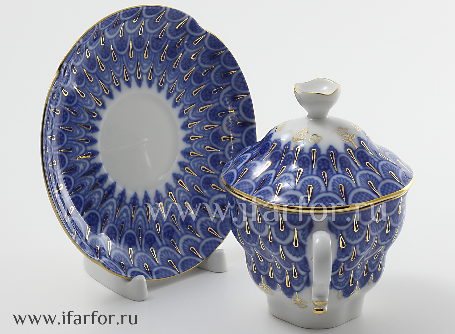 Чашка с блюдцем и крышкой чайная «Чешуйка»