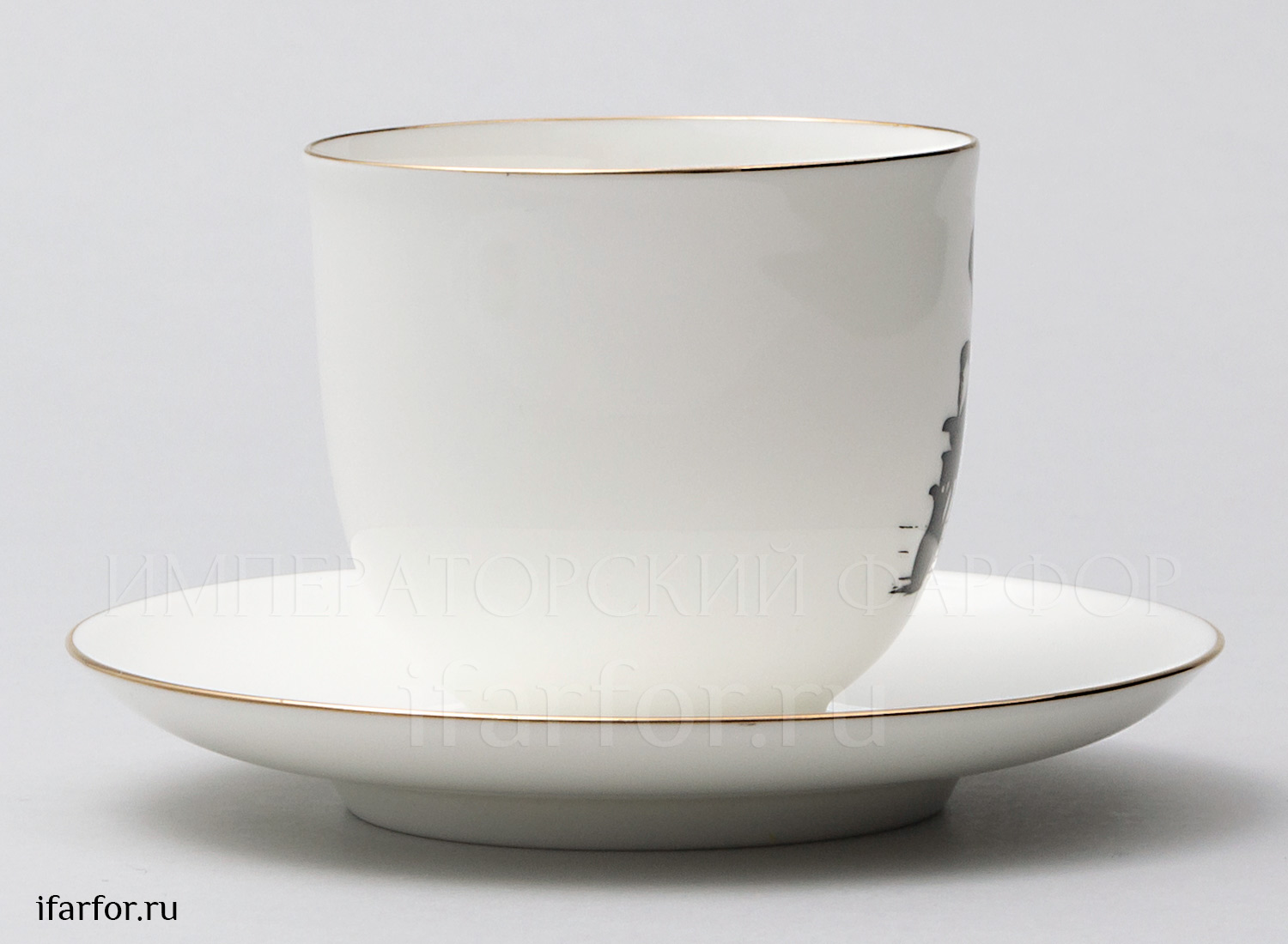 Чашка с блюдцем «Силуэты. Умывание» 1/2