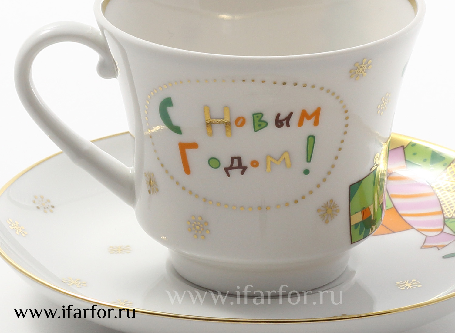 Чашка с блюдцем чайная «С Новым годом» 1/2