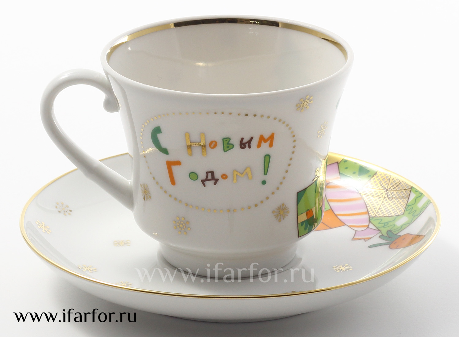 Чашка с блюдцем чайная «С Новым годом» 1/2