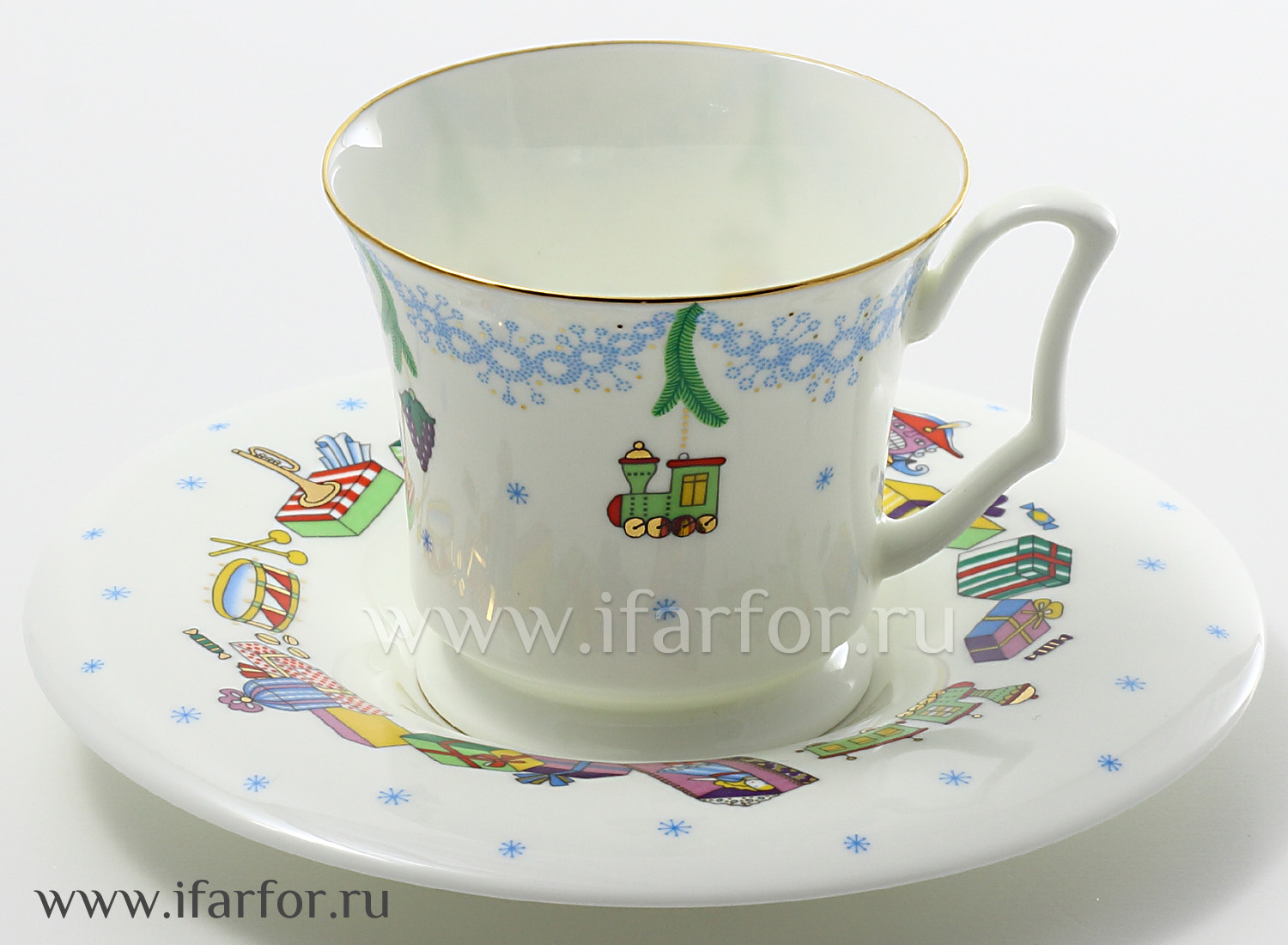 Чашка с блюдцем кофейная «Елка» 1/2