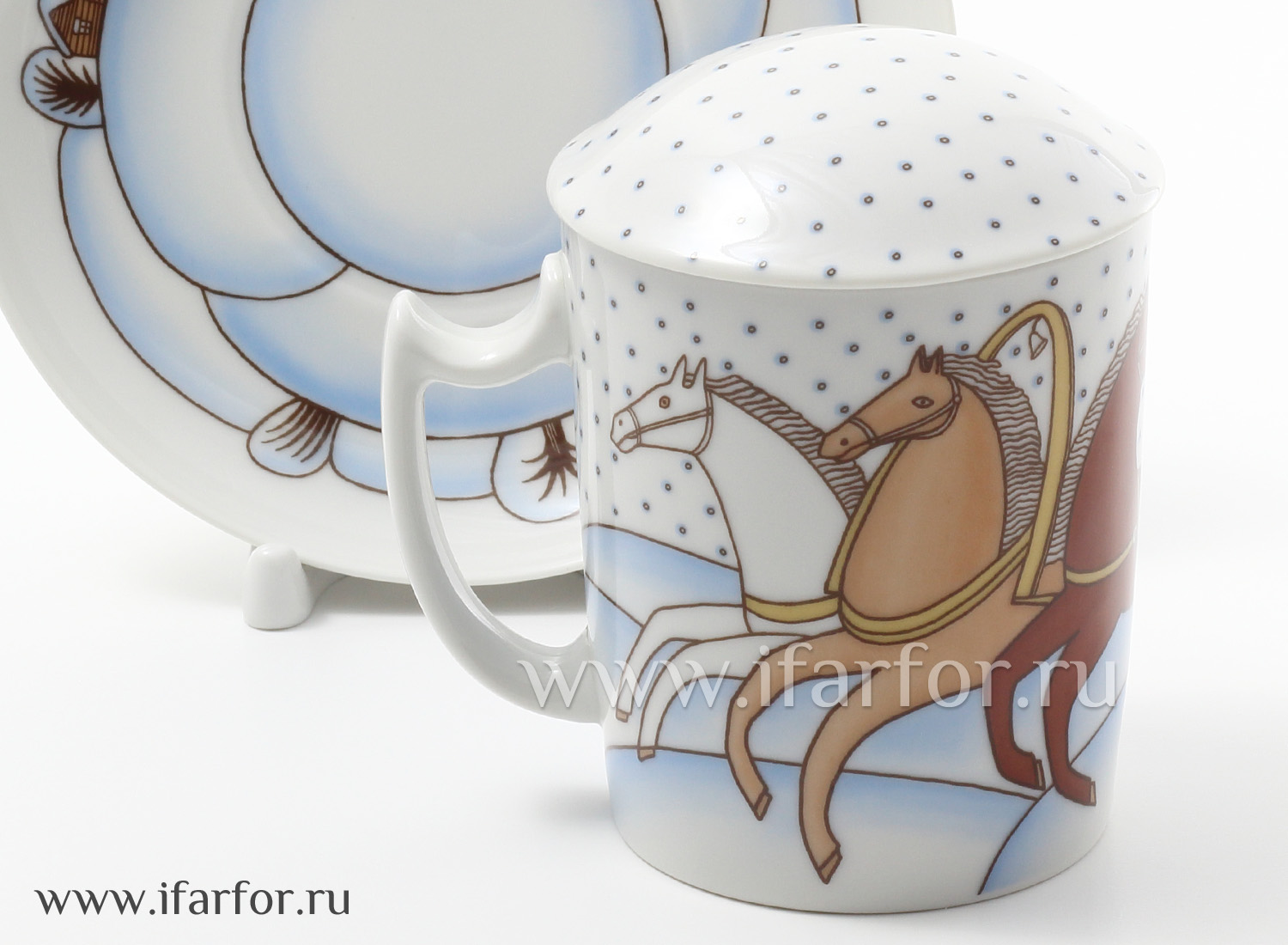 Бокал с блюдцем и крышкой «Веселая тройка»