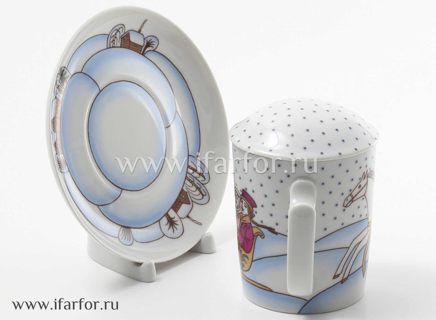Бокал с блюдцем и крышкой «Веселая тройка»