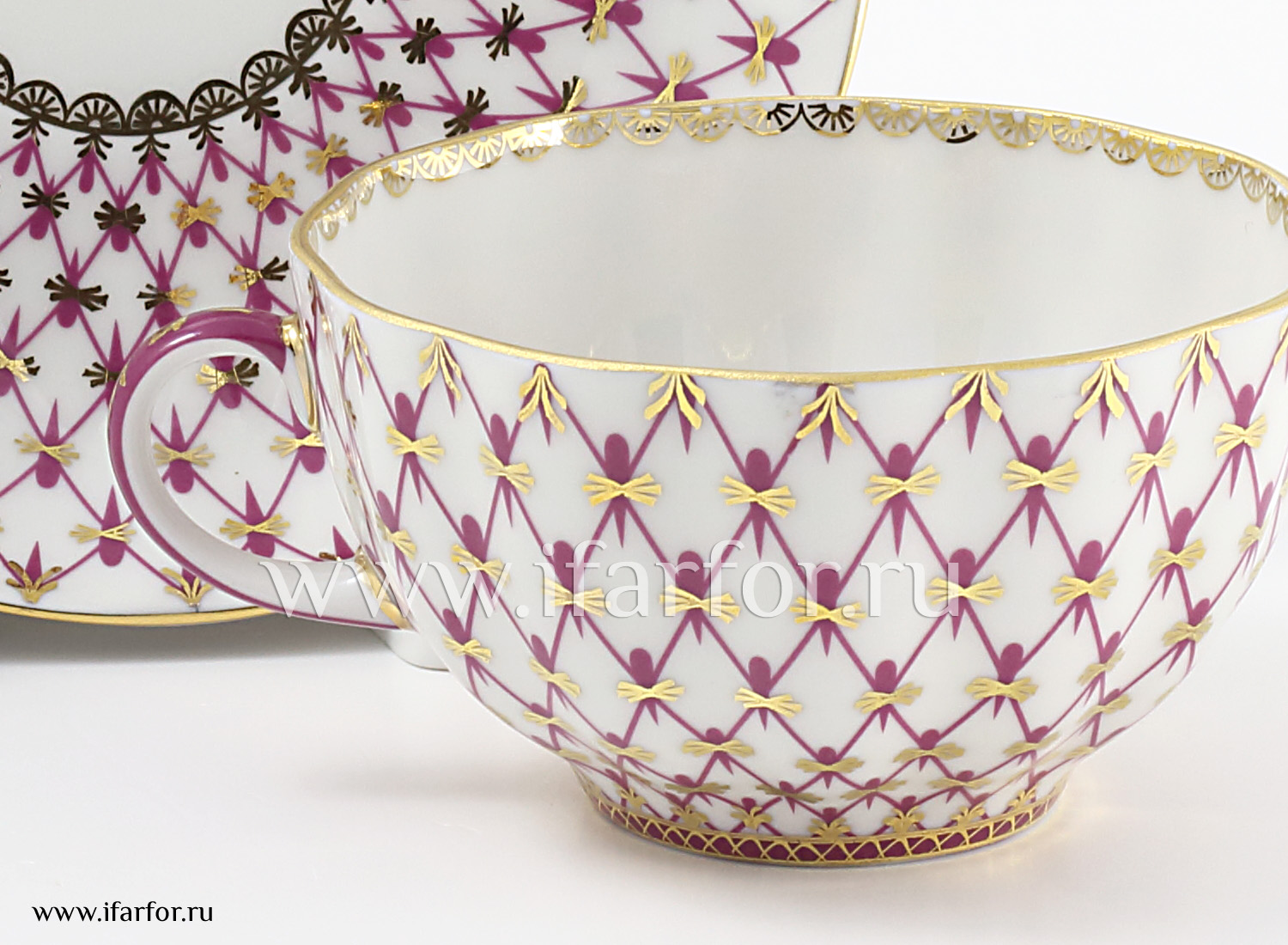 Чашка с блюдцем чайная «Сетка-Блюз» 1/2
