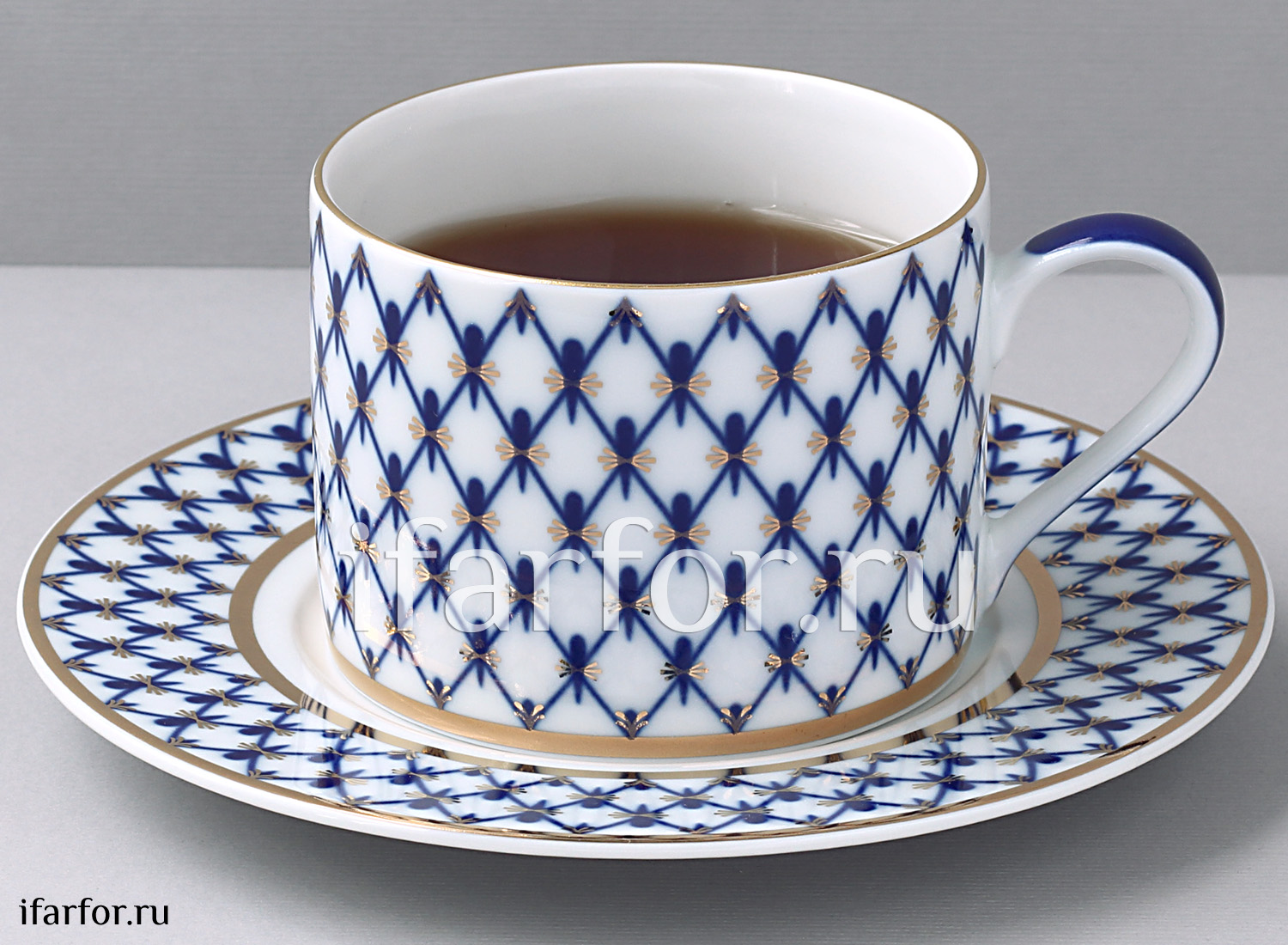 Чашка с блюдцем чайная «Кобальтовая сетка» 1/2