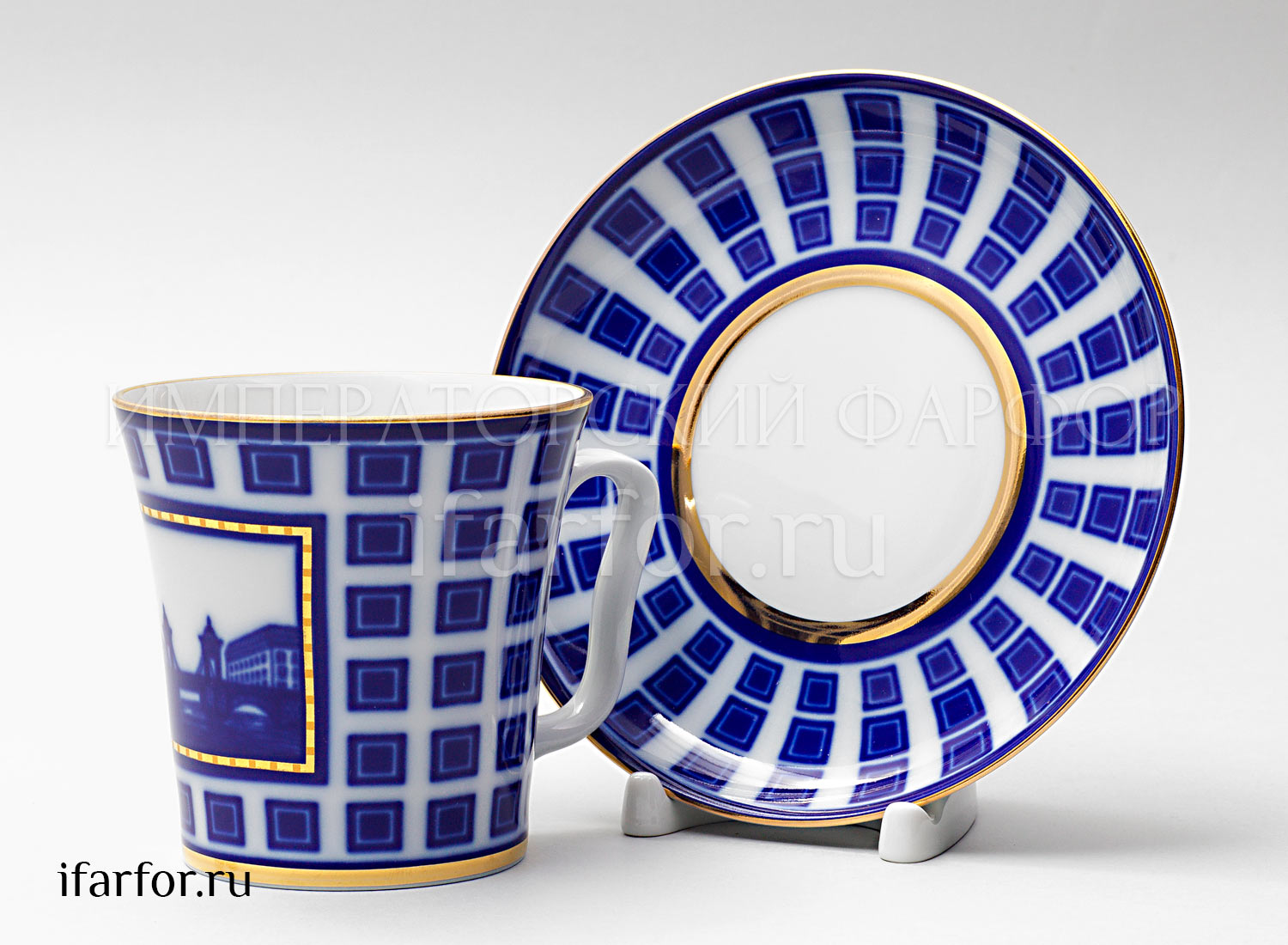 Бокал с блюдцем «Мост Ломоносова» 1/2