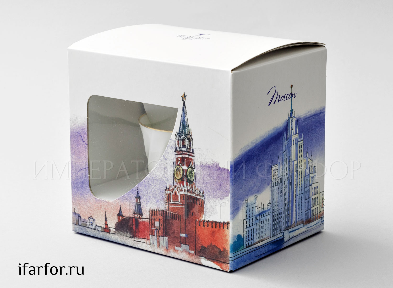Чашка с блюдцем в подарочной коробке Москва «Золотая лента» 1/2
