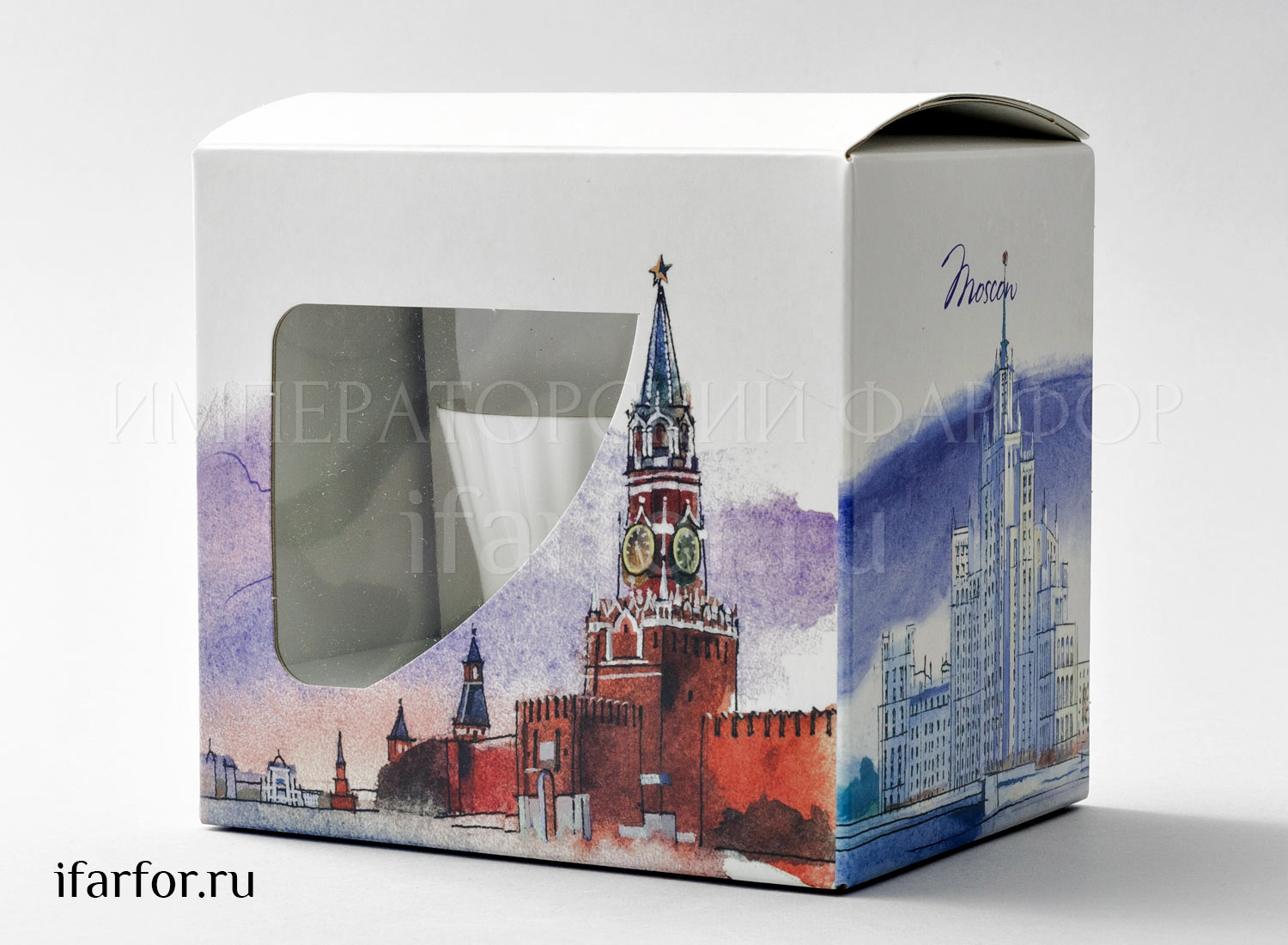 Чашка с блюдцем в подарочной коробке Москва «Золотая лента» 1/2