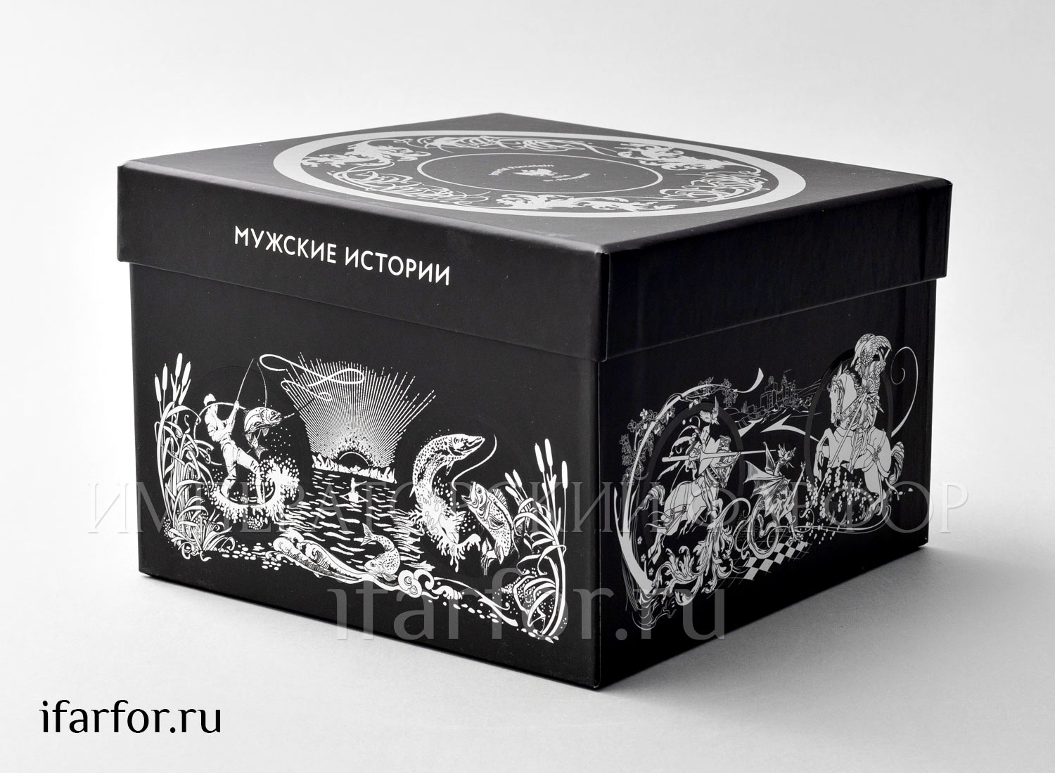 Бокал с блюдцем в подарочной коробке «Мужские истории. Рыбалка» 1/2