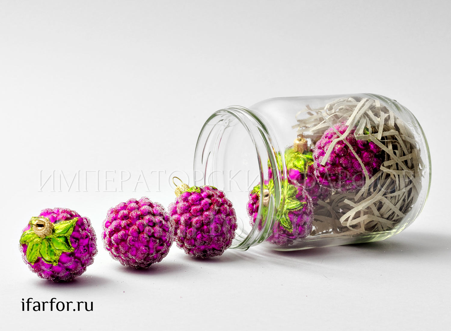 Елочная игрушка «Малина в банке (6 шт.)»