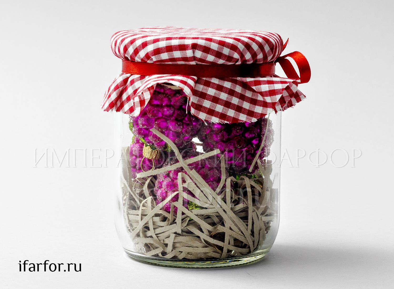 Елочная игрушка «Малина в банке (6 шт.)»