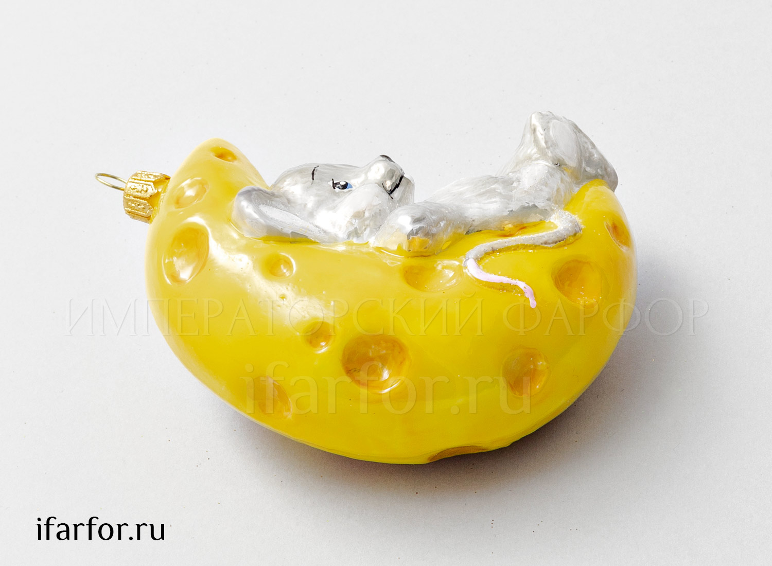 Елочная игрушка «Мышонок на сыре»