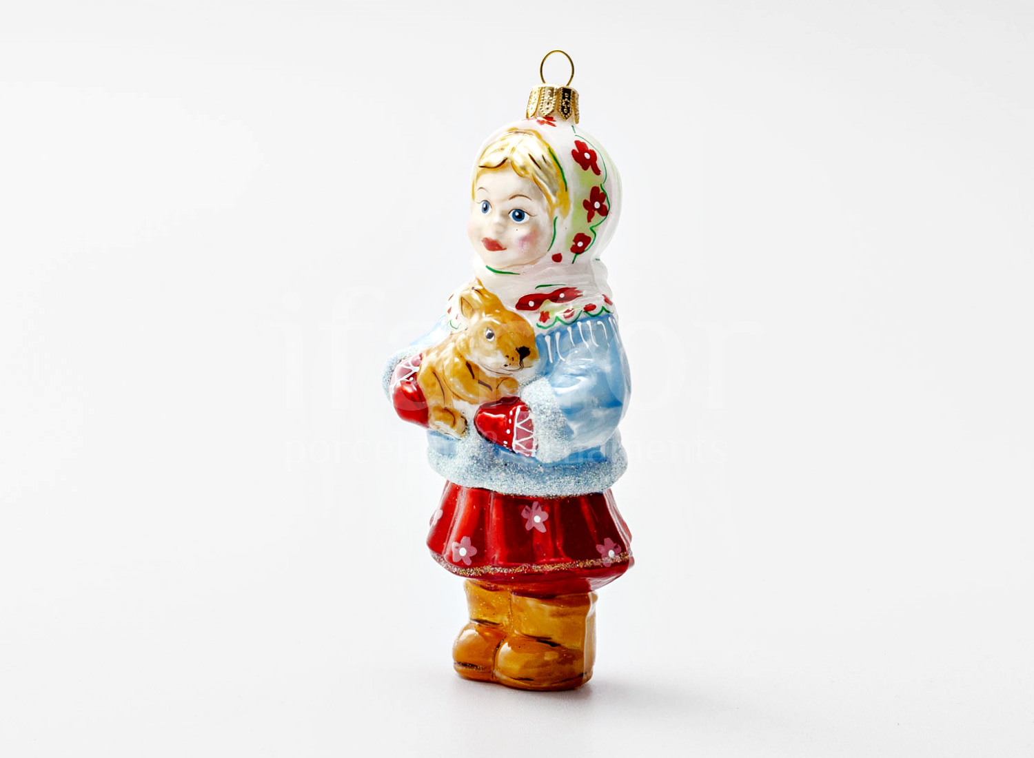 Елочная игрушка «Девочка с зайцем»