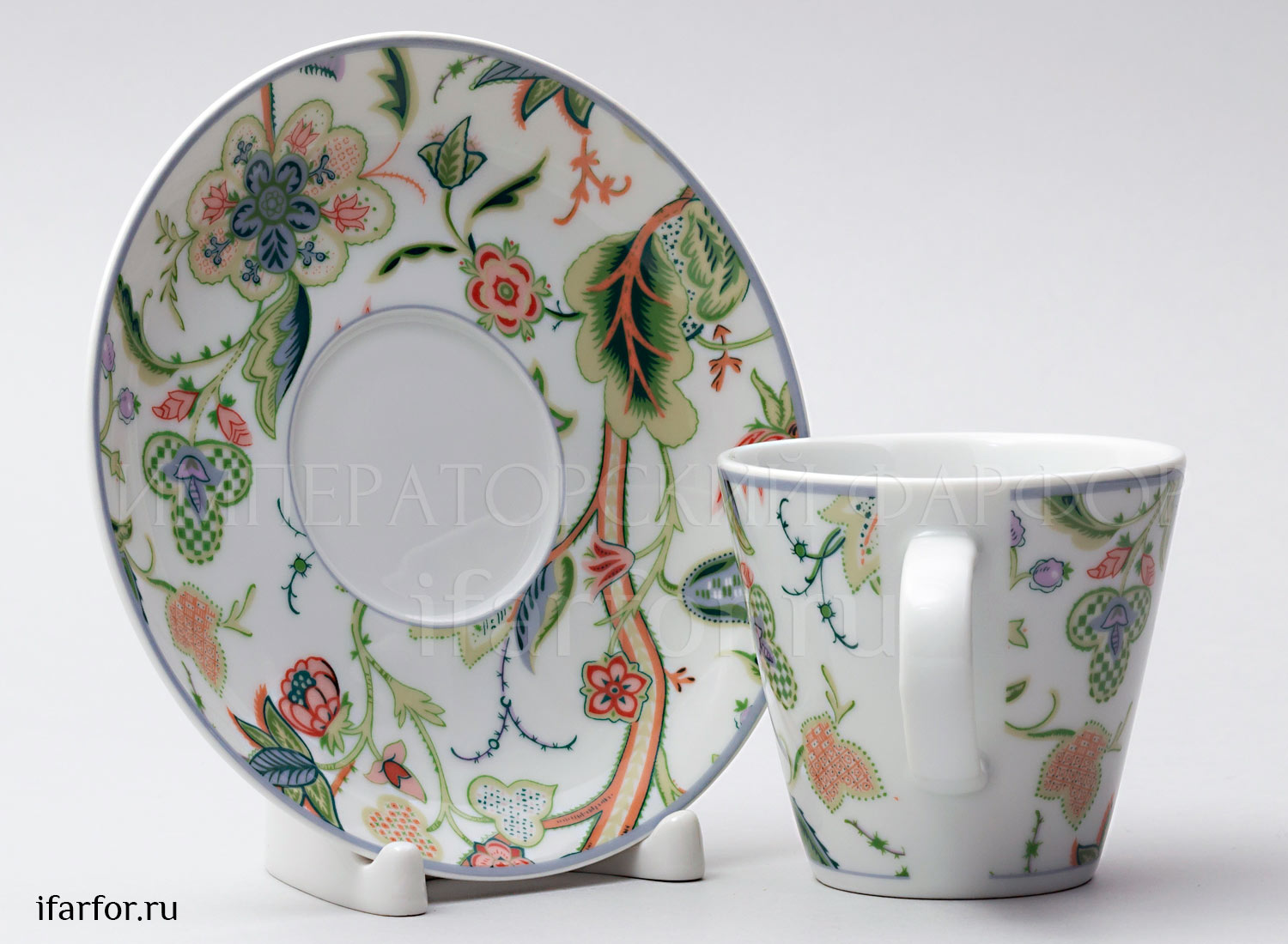 Чашка с блюдцем чайная «Лесной узор» 1/2