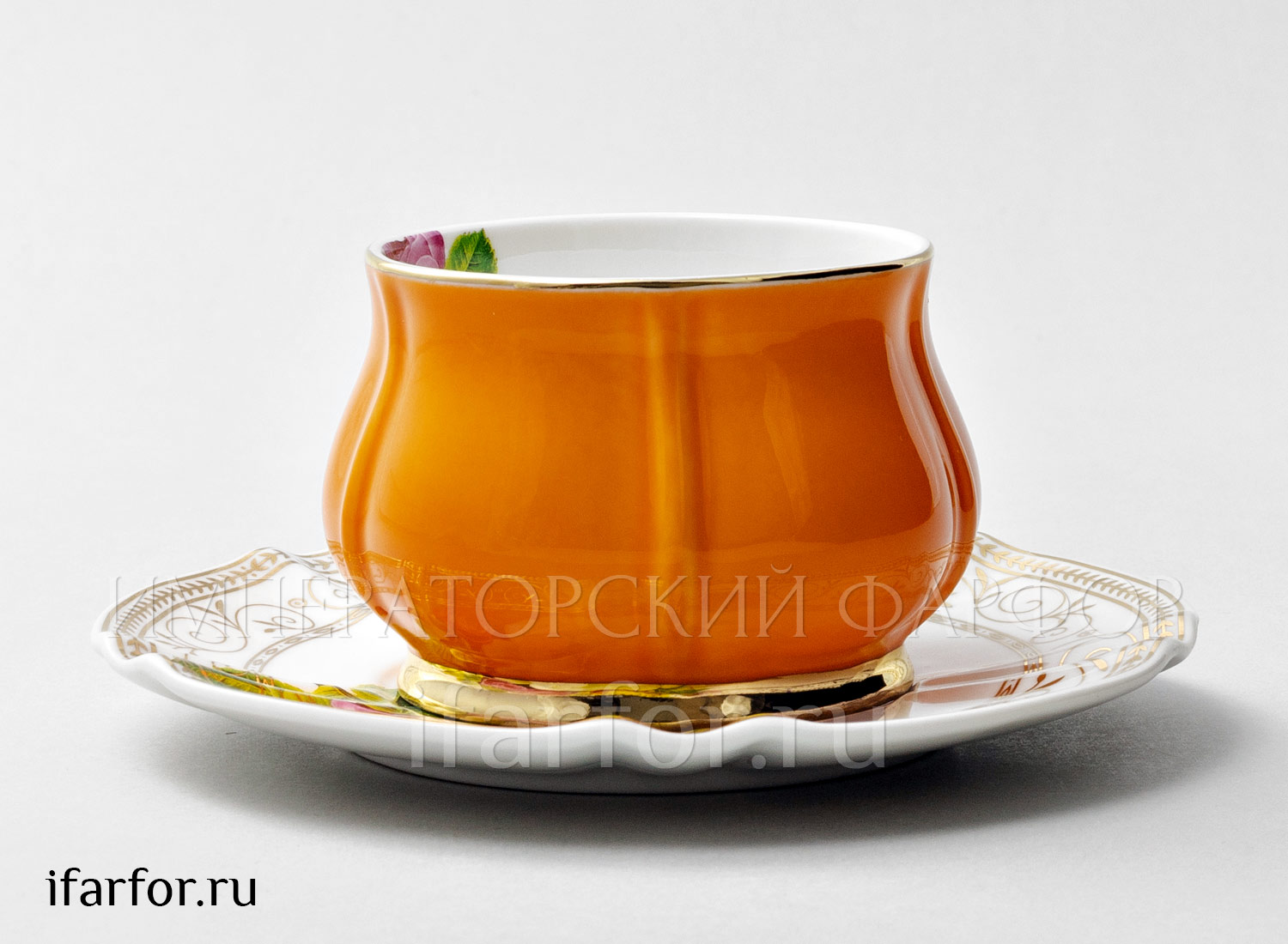 Чашка с блюдцем чайная «Тюльпан Оранжевый» 1/2