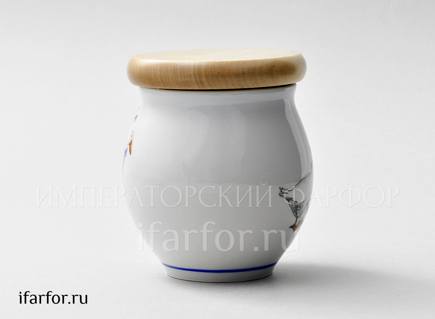 Банка с деревянной крышкой для сыпучих продуктов «Гуси»