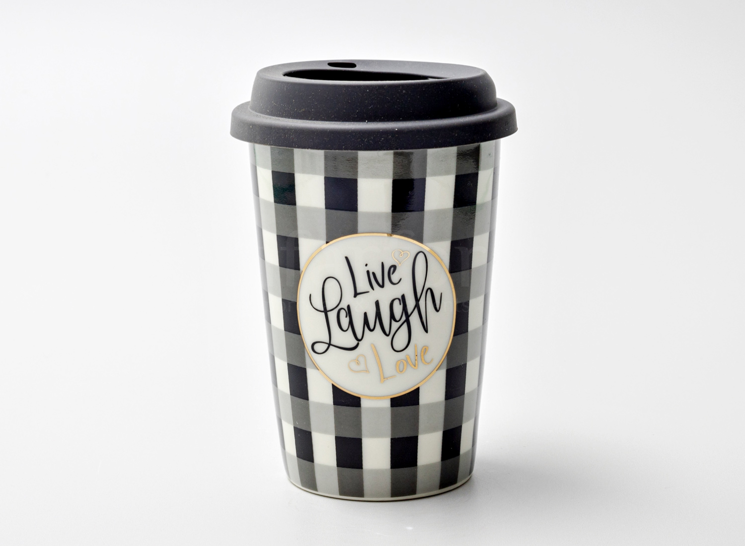 Термокружка «Live, laugh, love (черная)» 1/2