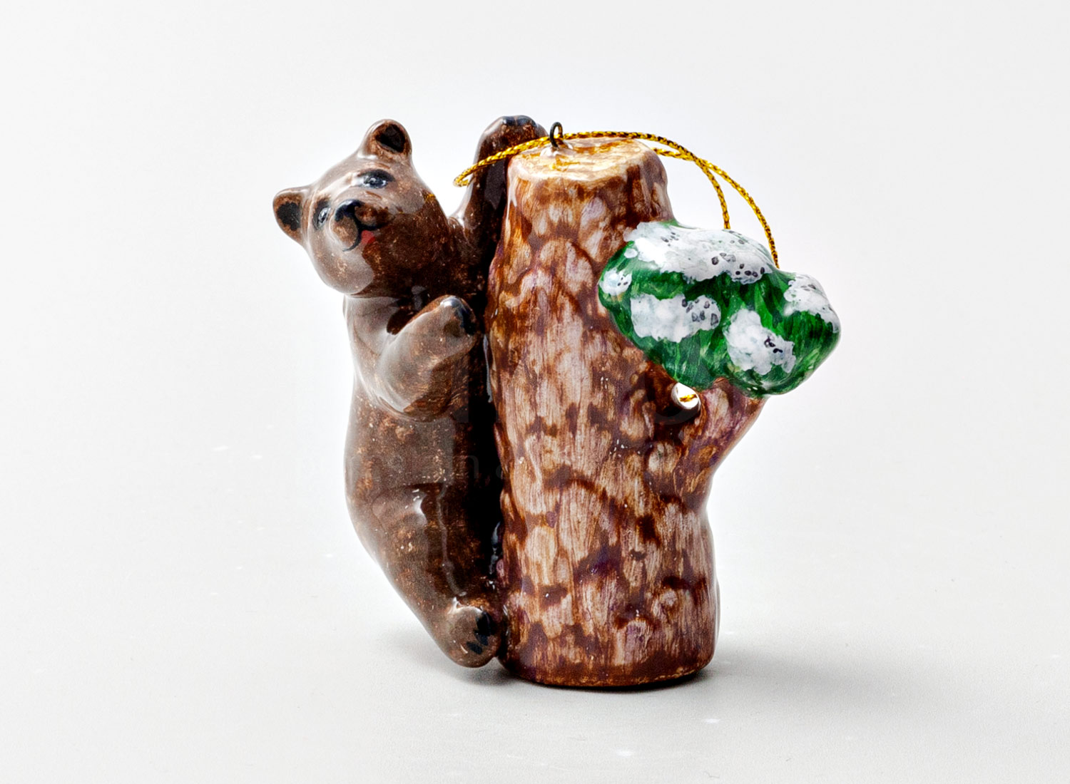 Елочная игрушка «Медвежонок на бревне»