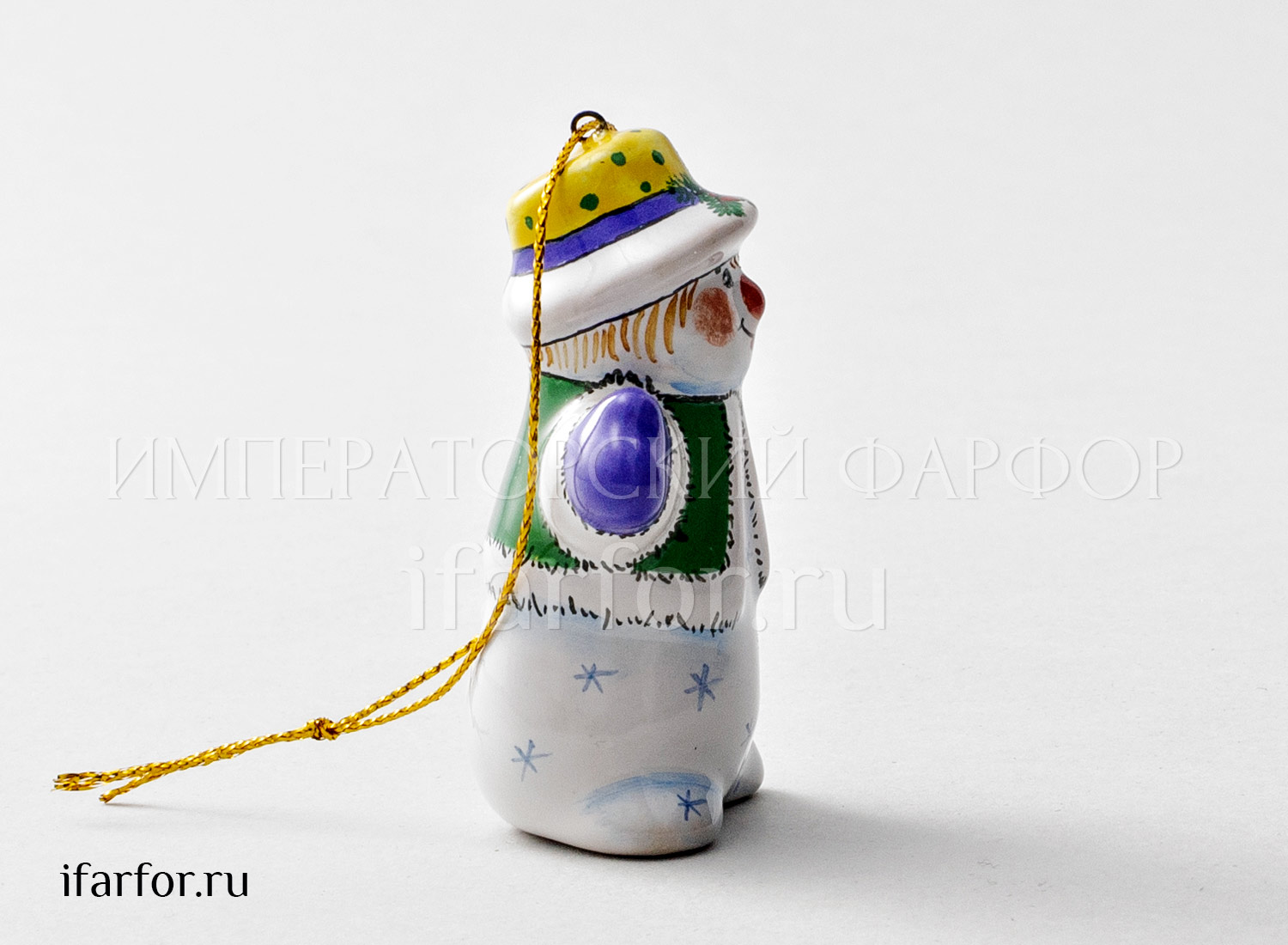 Елочная игрушка «Снеговик в шляпе»