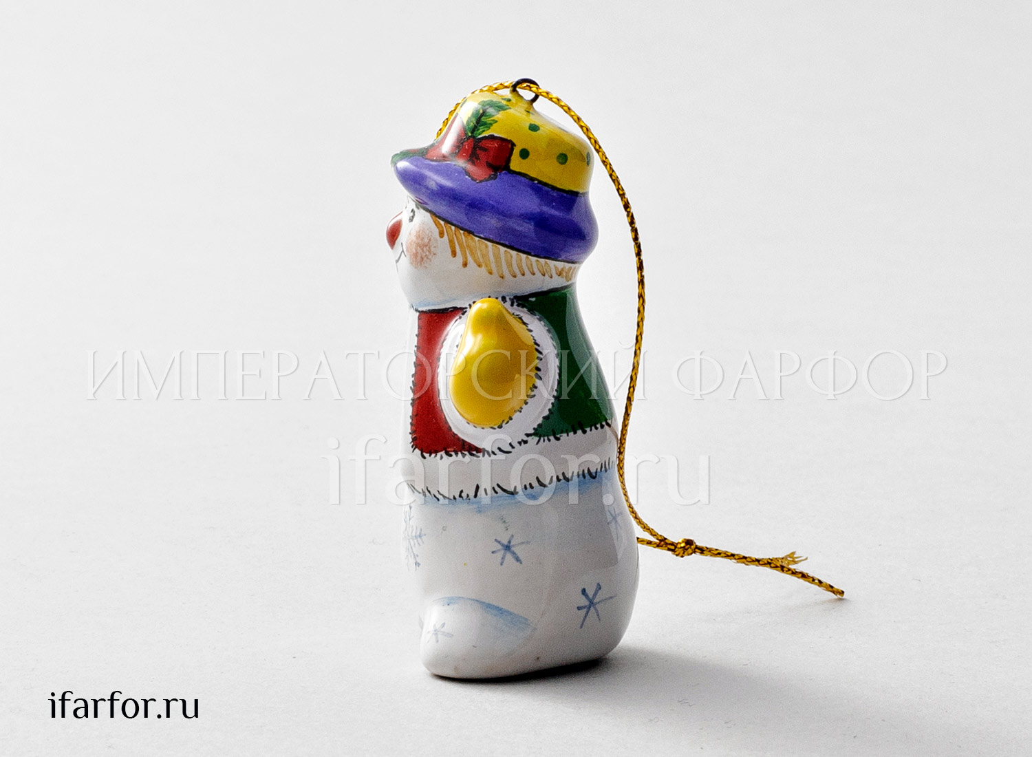 Елочная игрушка «Снеговик в шляпе»