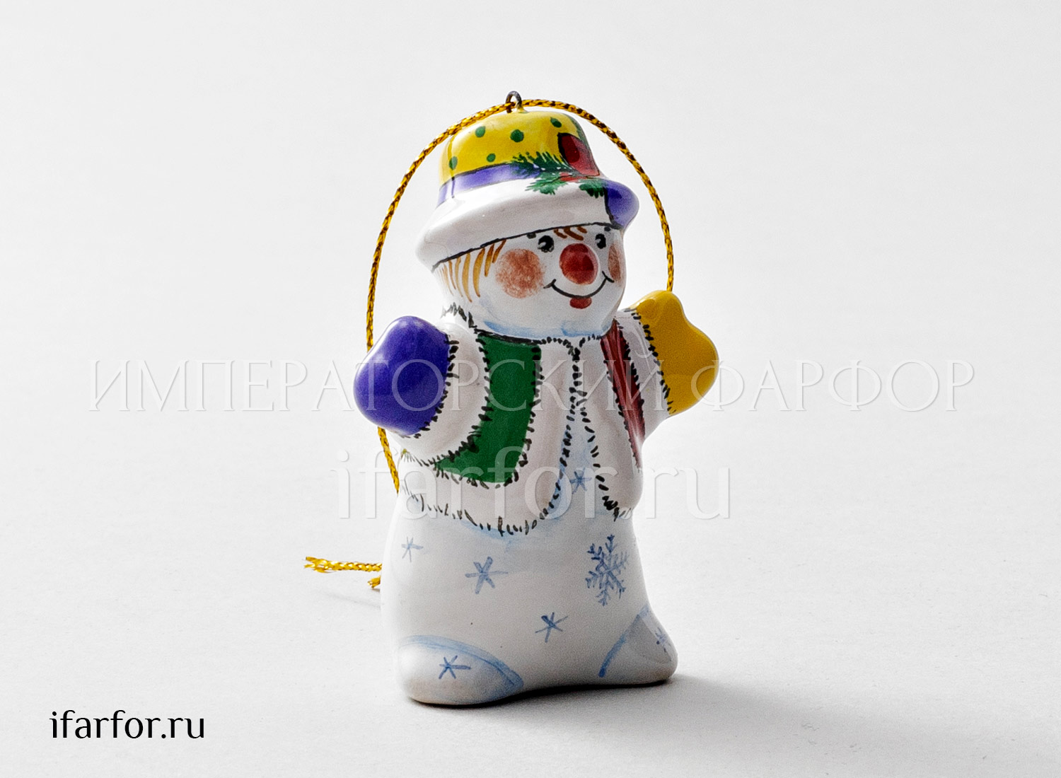 Елочная игрушка «Снеговик в шляпе»