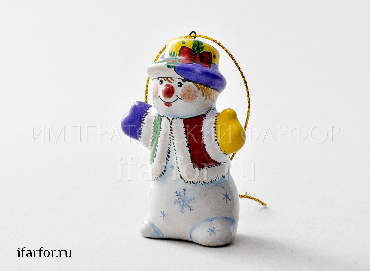 Елочная игрушка «Снеговик в шляпе»