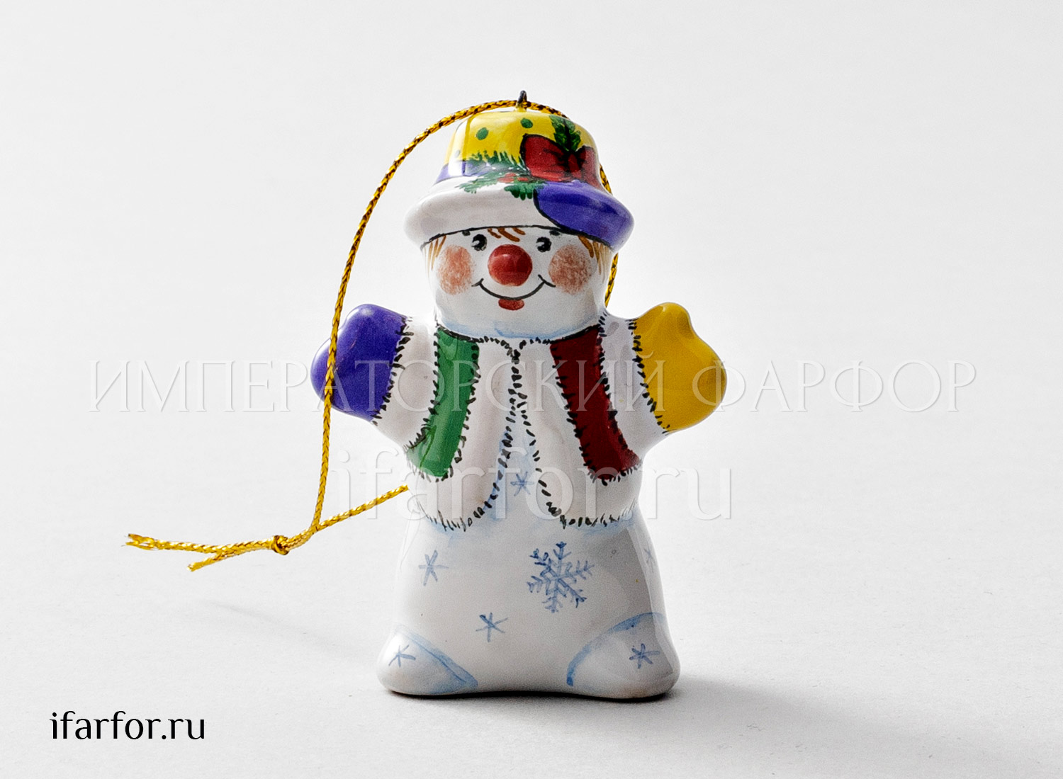 Елочная игрушка «Снеговик в шляпе»