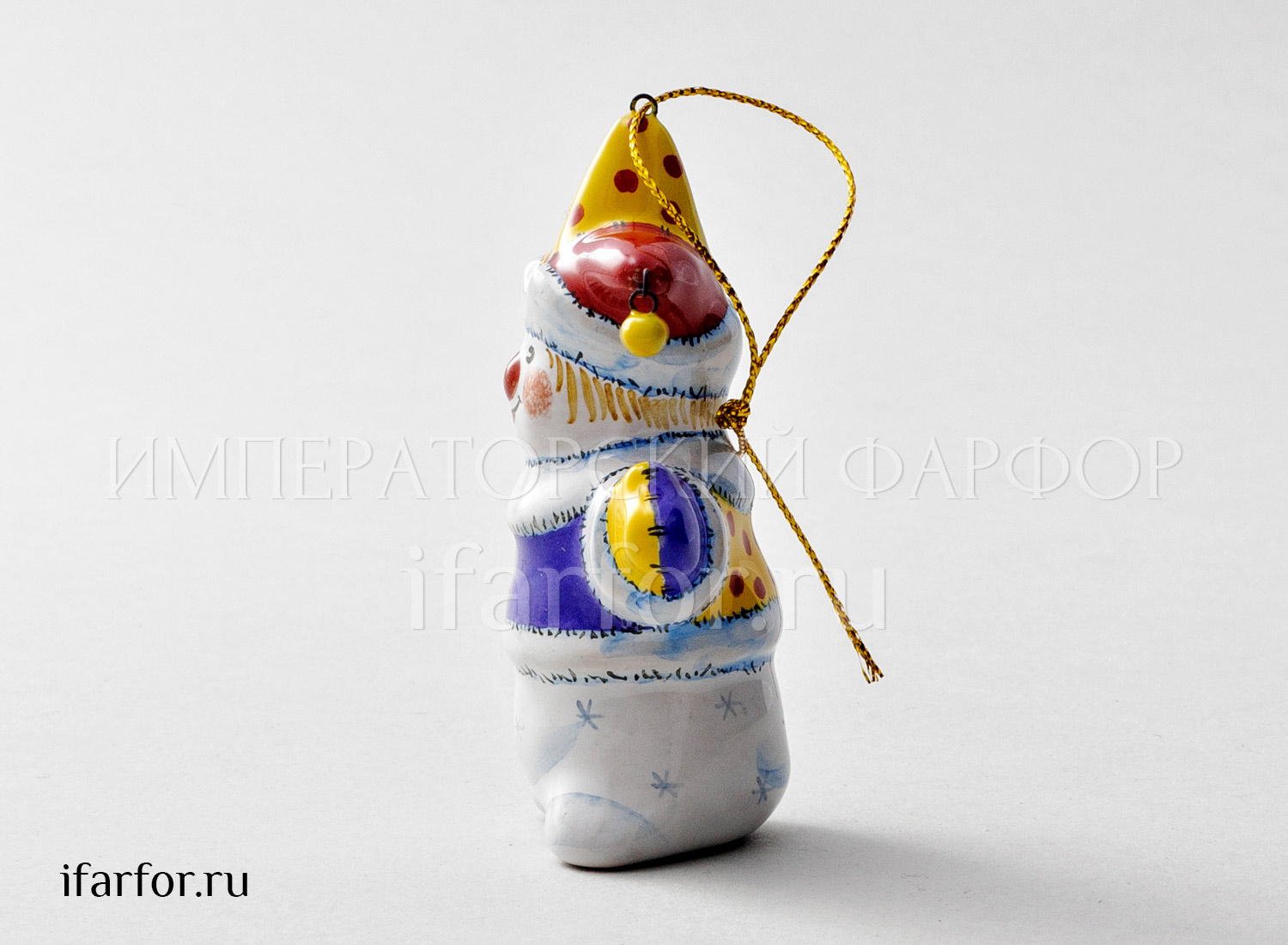 Елочная игрушка «Снеговик-скоморох»
