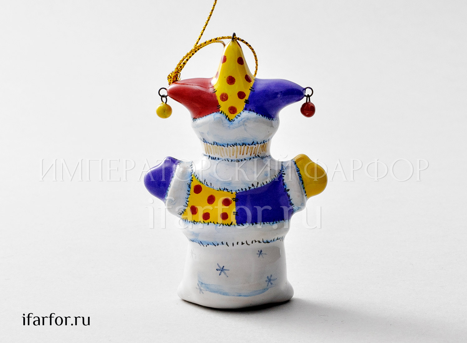 Елочная игрушка «Снеговик-скоморох»