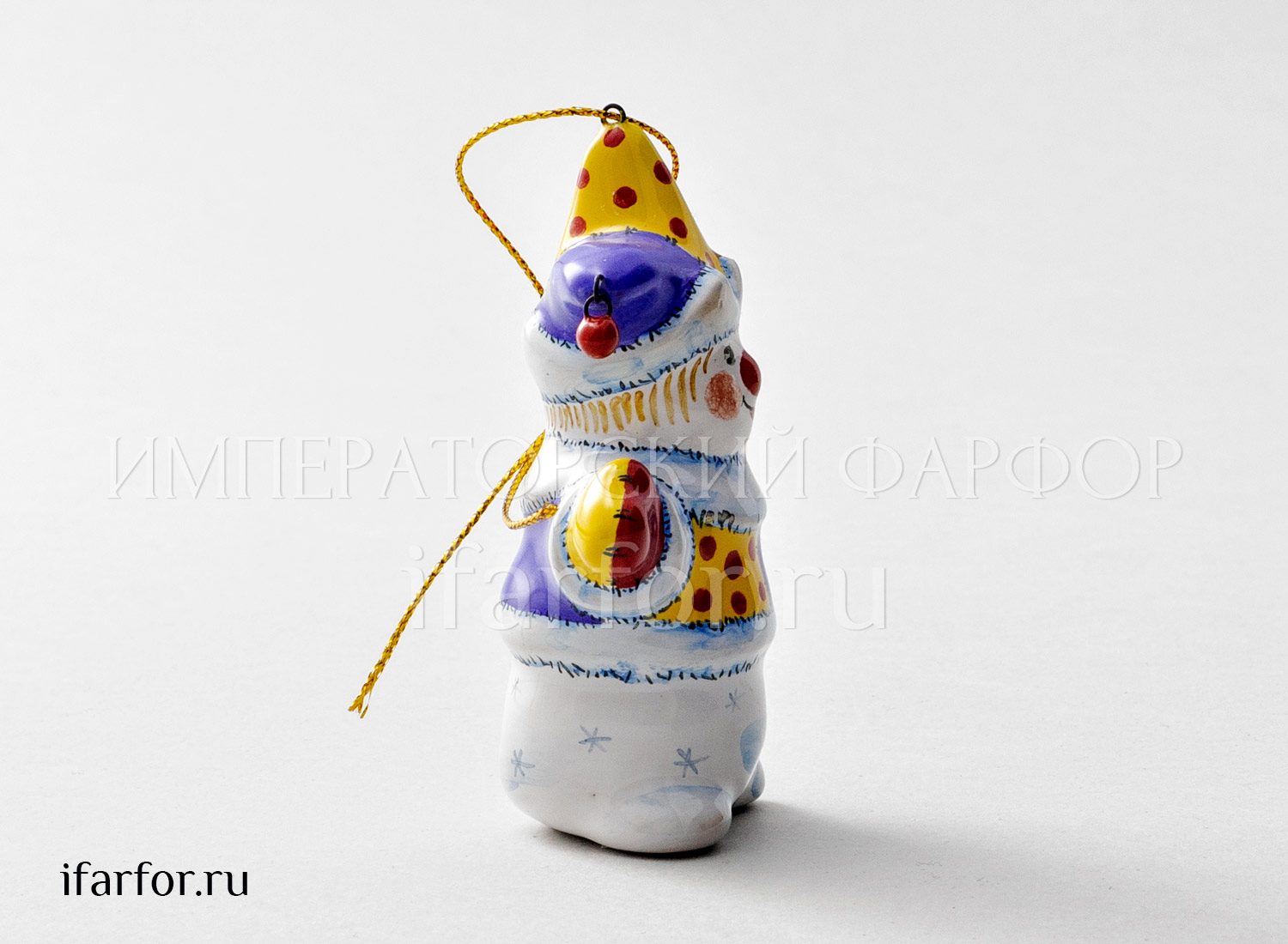 Елочная игрушка «Снеговик-скоморох»
